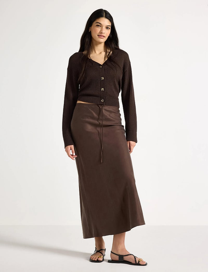 Lindex - Maxi skirt - maxi röcke - dark dusty brown - 0