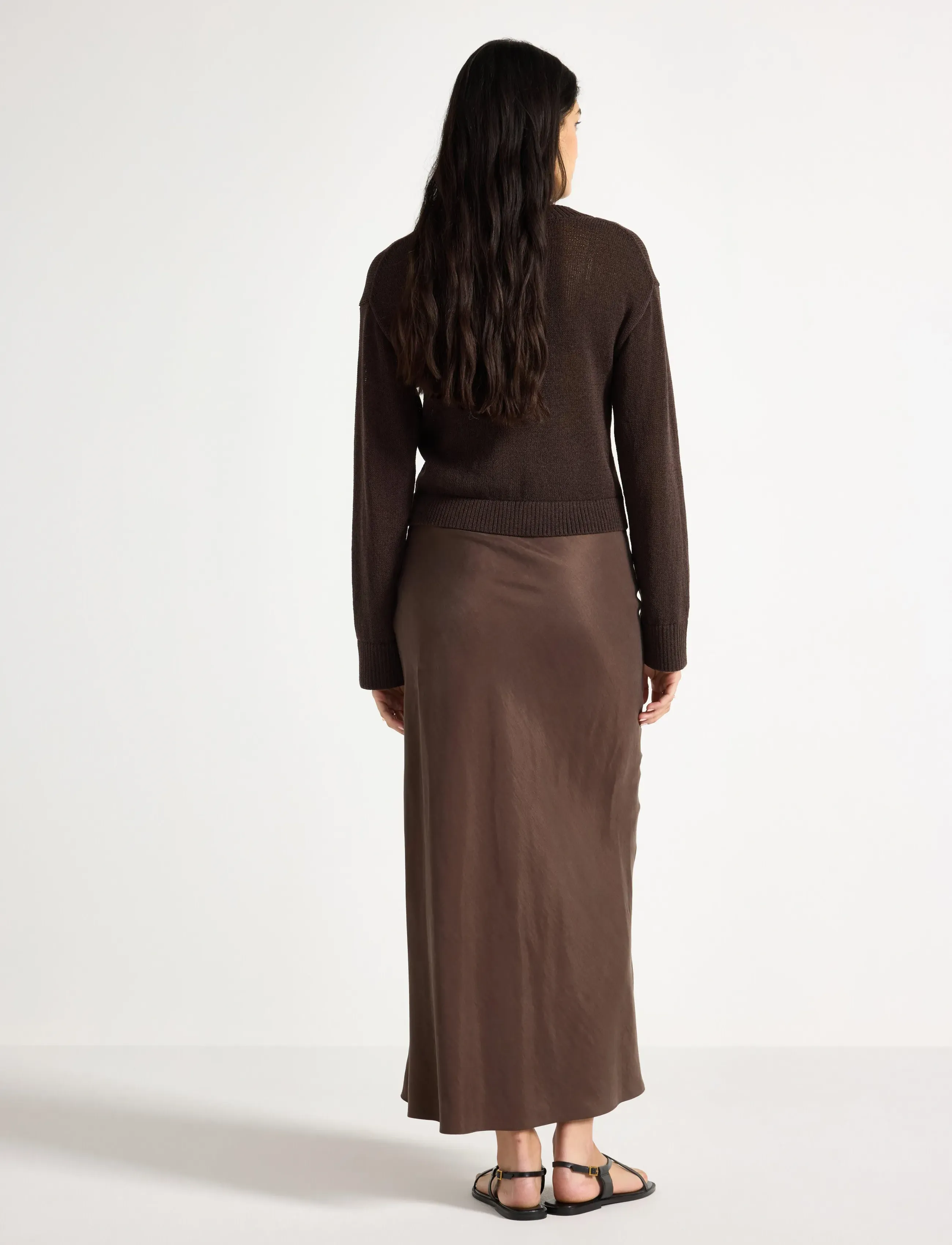 Lindex - Maxi skirt - maxi röcke - dark dusty brown - 3