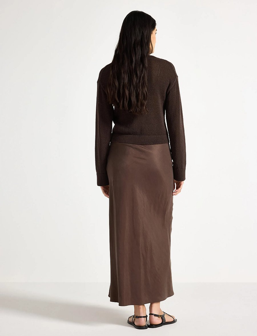 Lindex - Maxi skirt - maxi röcke - dark dusty brown - 3