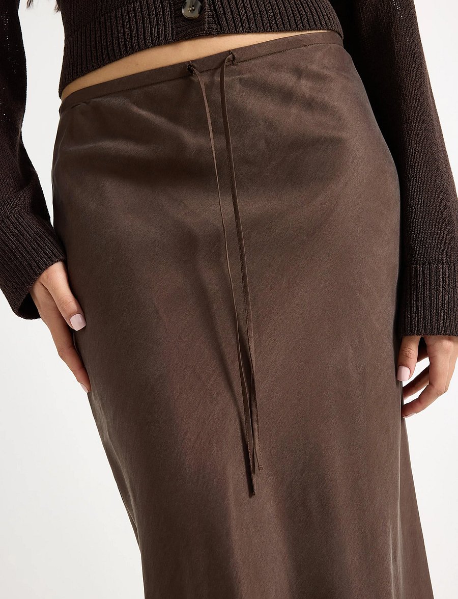 Lindex - Maxi skirt - maxi röcke - dark dusty brown - 4