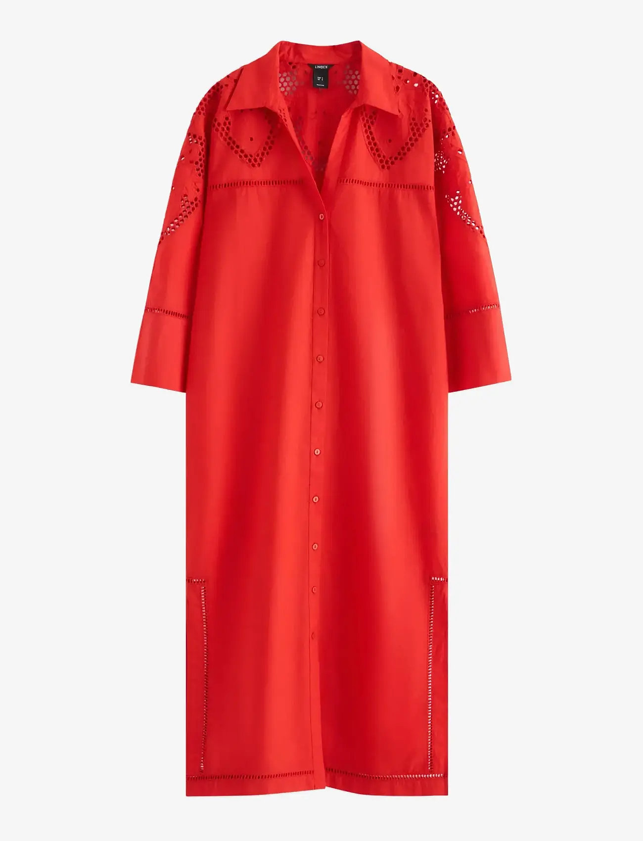 Lindex - Midi shirt dress with broderie anglaise - summer dresses - red - 1
