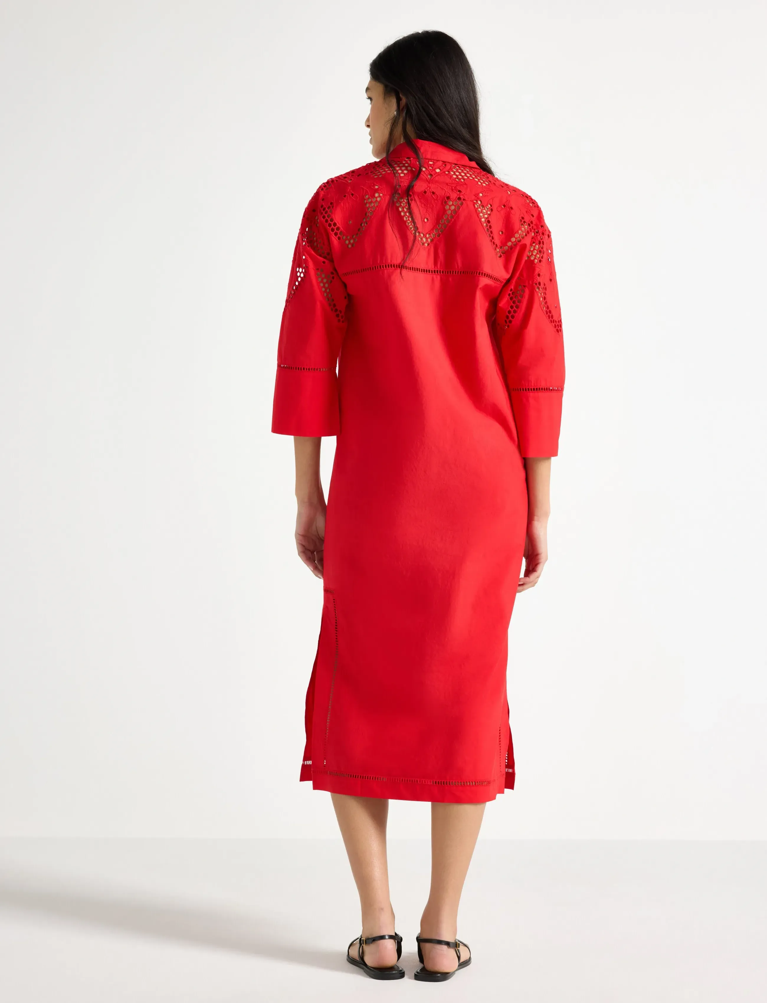 Lindex - Midi shirt dress with broderie anglaise - sukienki letnie - red - 3