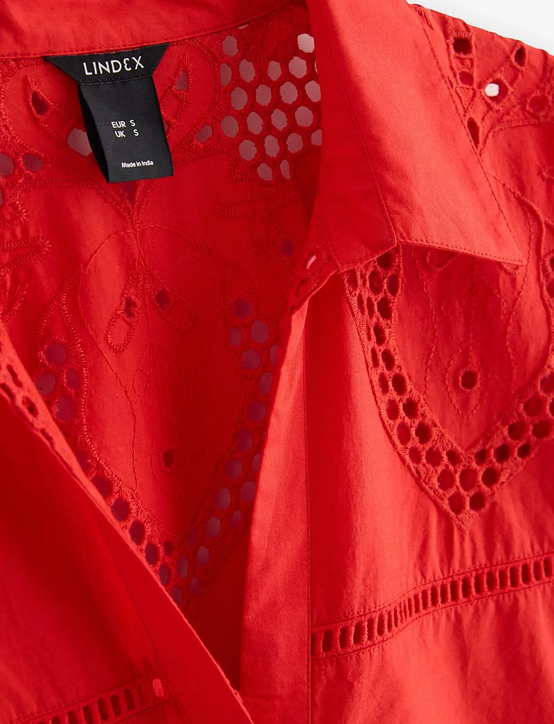 Lindex - Midi shirt dress with broderie anglaise - sommerkleider - red - 5