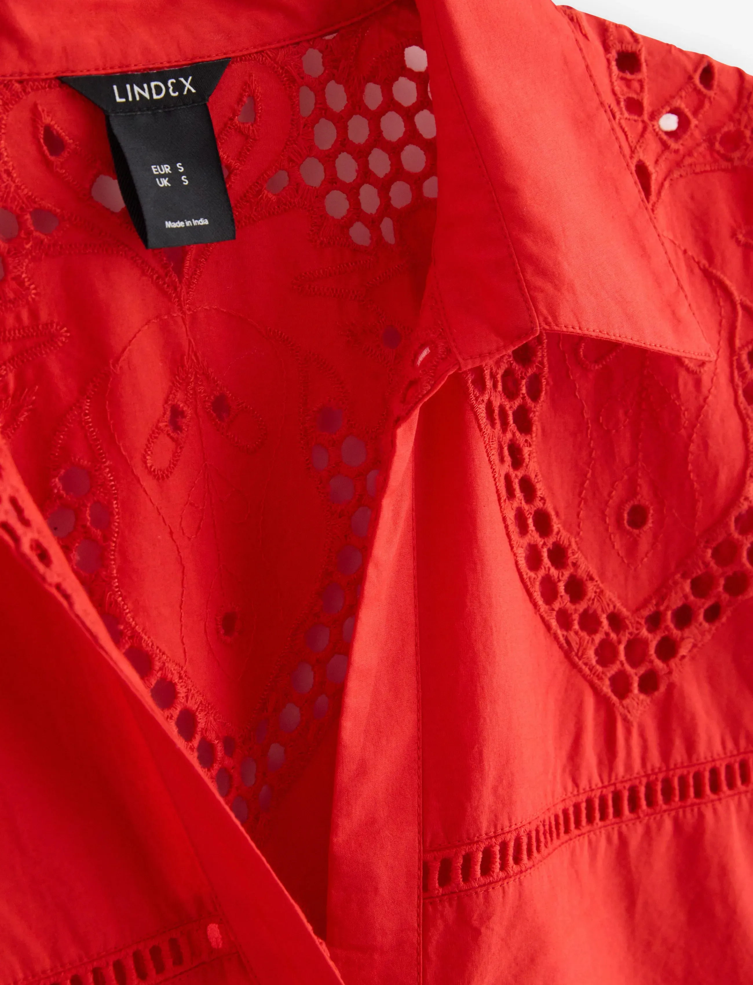 Lindex - Midi shirt dress with broderie anglaise - sukienki letnie - red - 5
