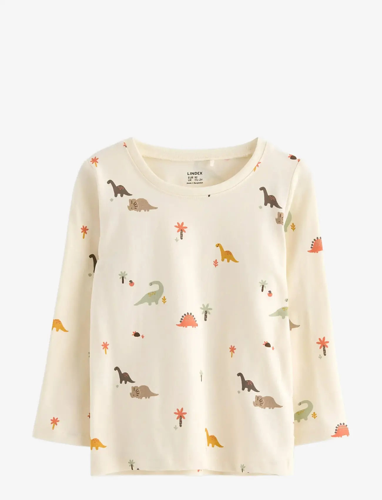 Lindex - Top Mini Dino aop - långärmade t-shirts - white - 0