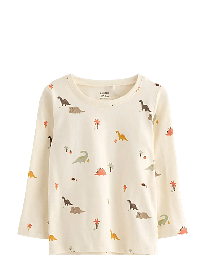 Lindex Top Mini Dino aop - Pikkade varrukatega T-särgid - WHITE / cream