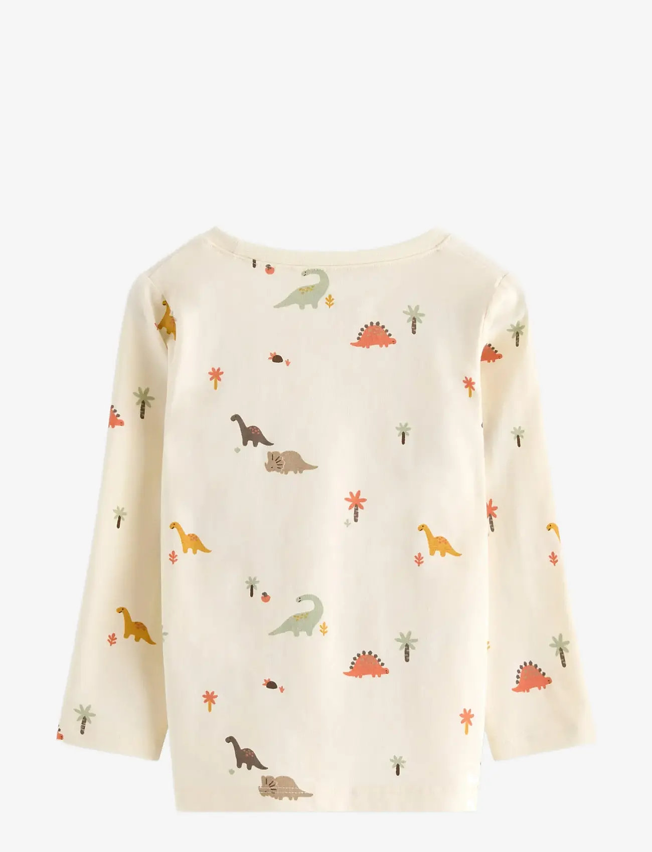 Lindex - Top Mini Dino aop - långärmade t-shirts - white - 1