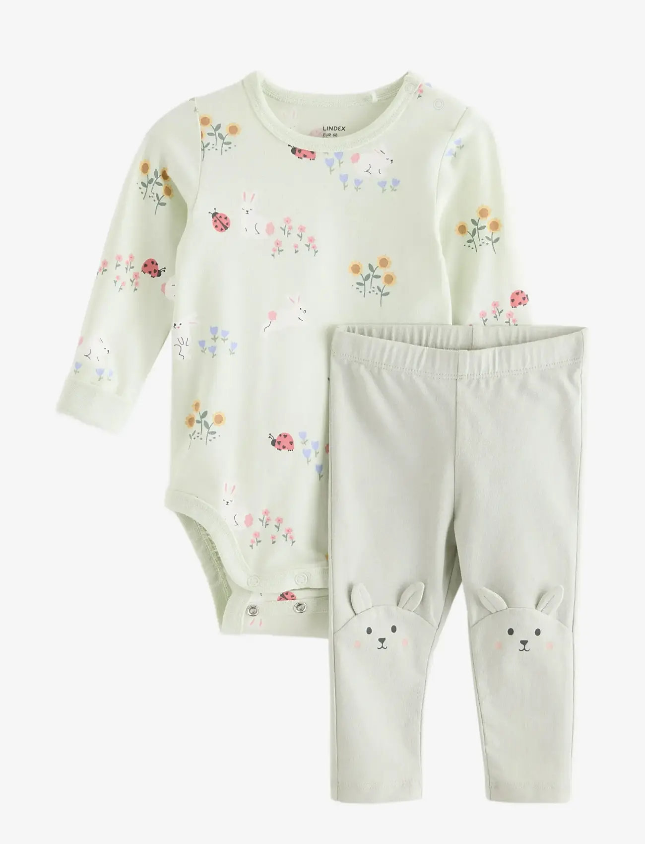 Lindex - Set - bodysuit and leggings - sæt med body - light dusty green - 0