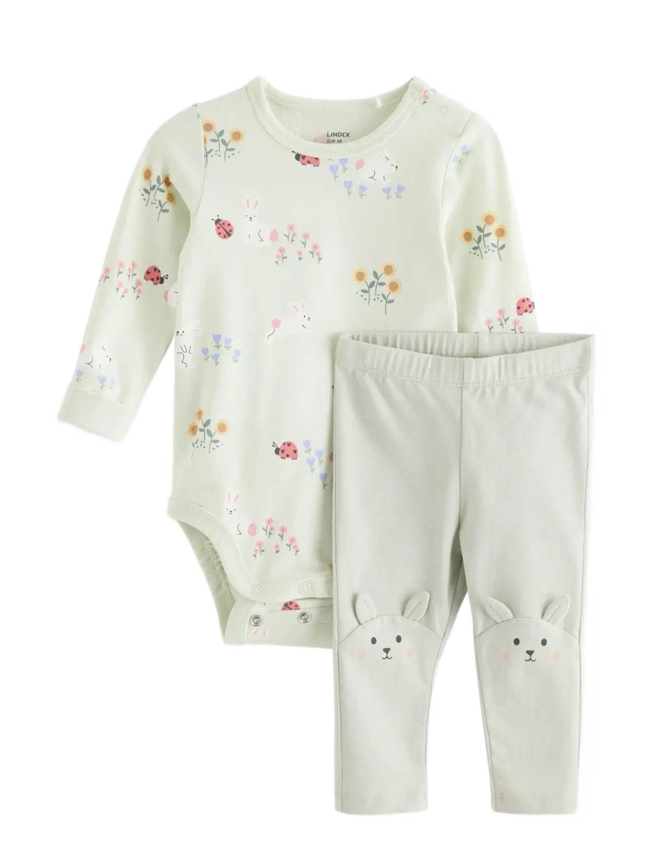 Lindex Set - bodysuit and leggings - Tøj - LIGHT DUSTY GREEN / green