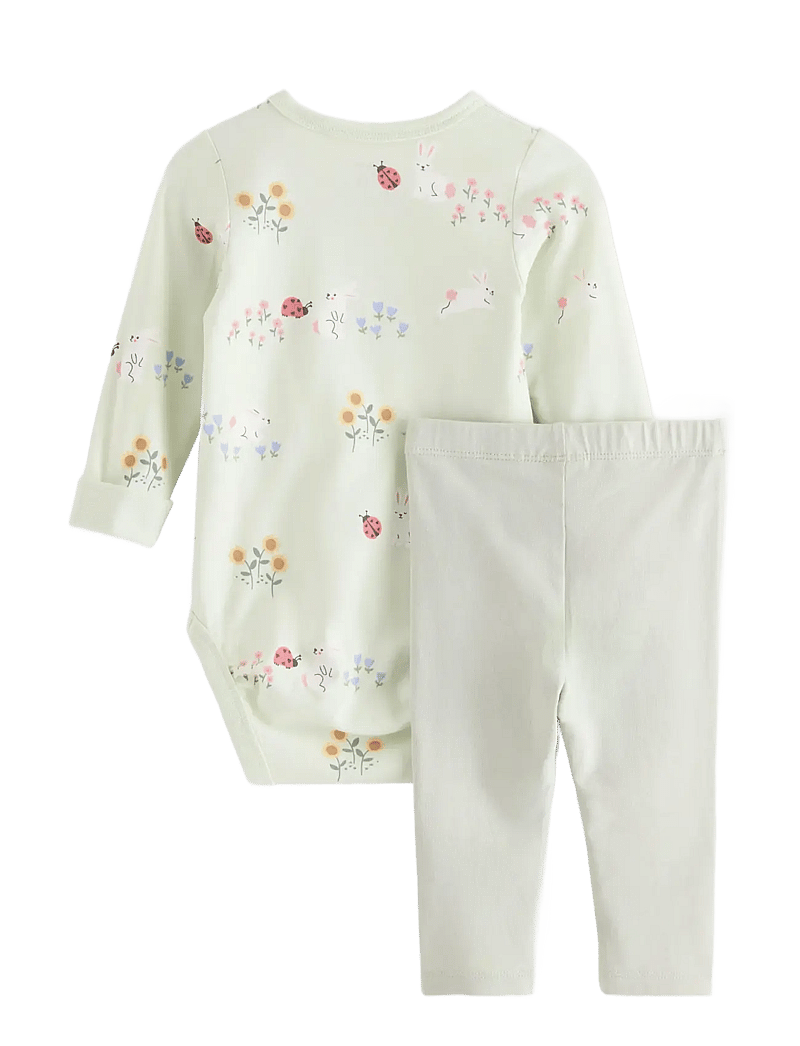 Lindex - Set - bodysuit and leggings - sæt med body - light dusty green - 1