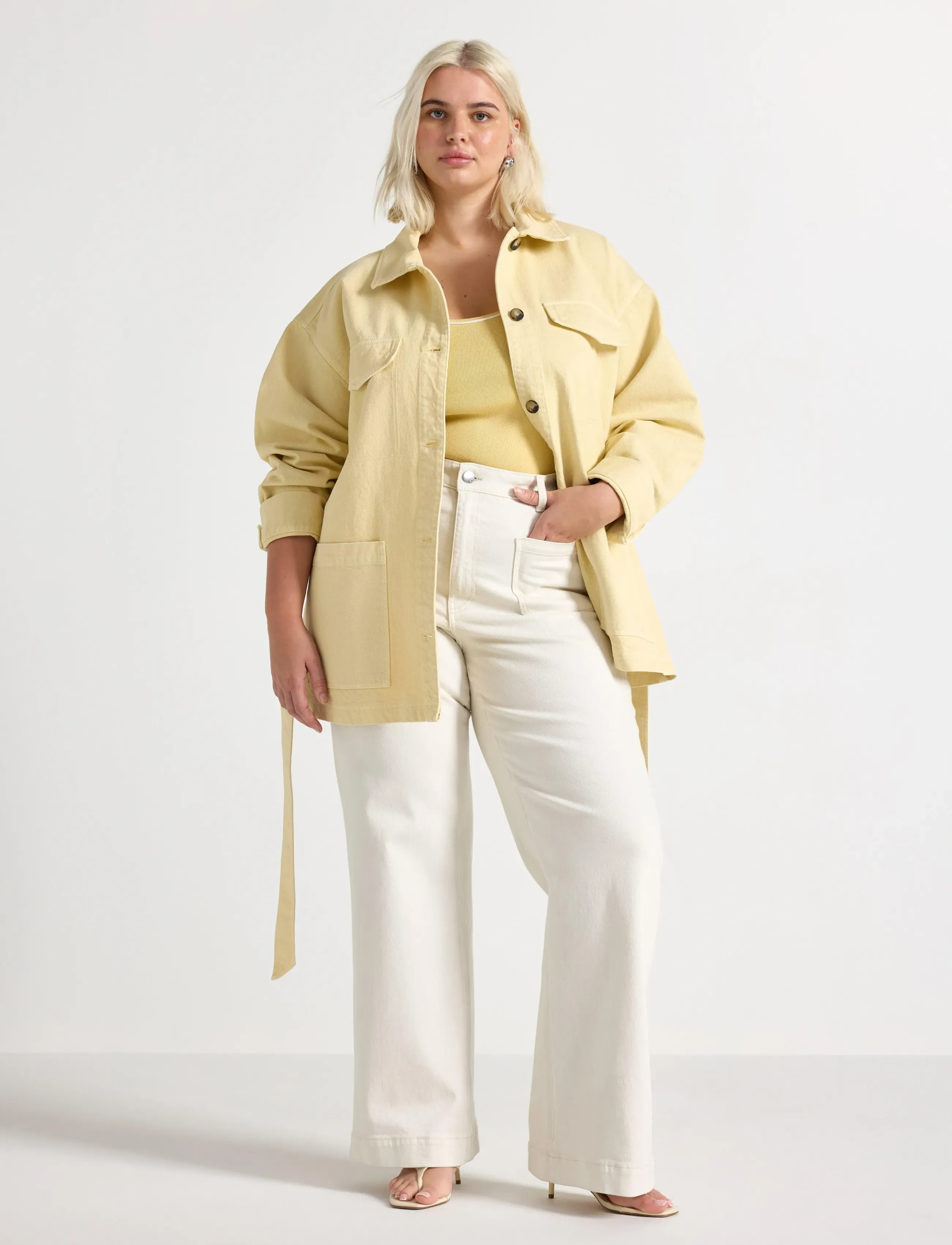 Lindex Jacket In Cotton Twill, Kvinder, Bæltejakke, Gul, Str: S