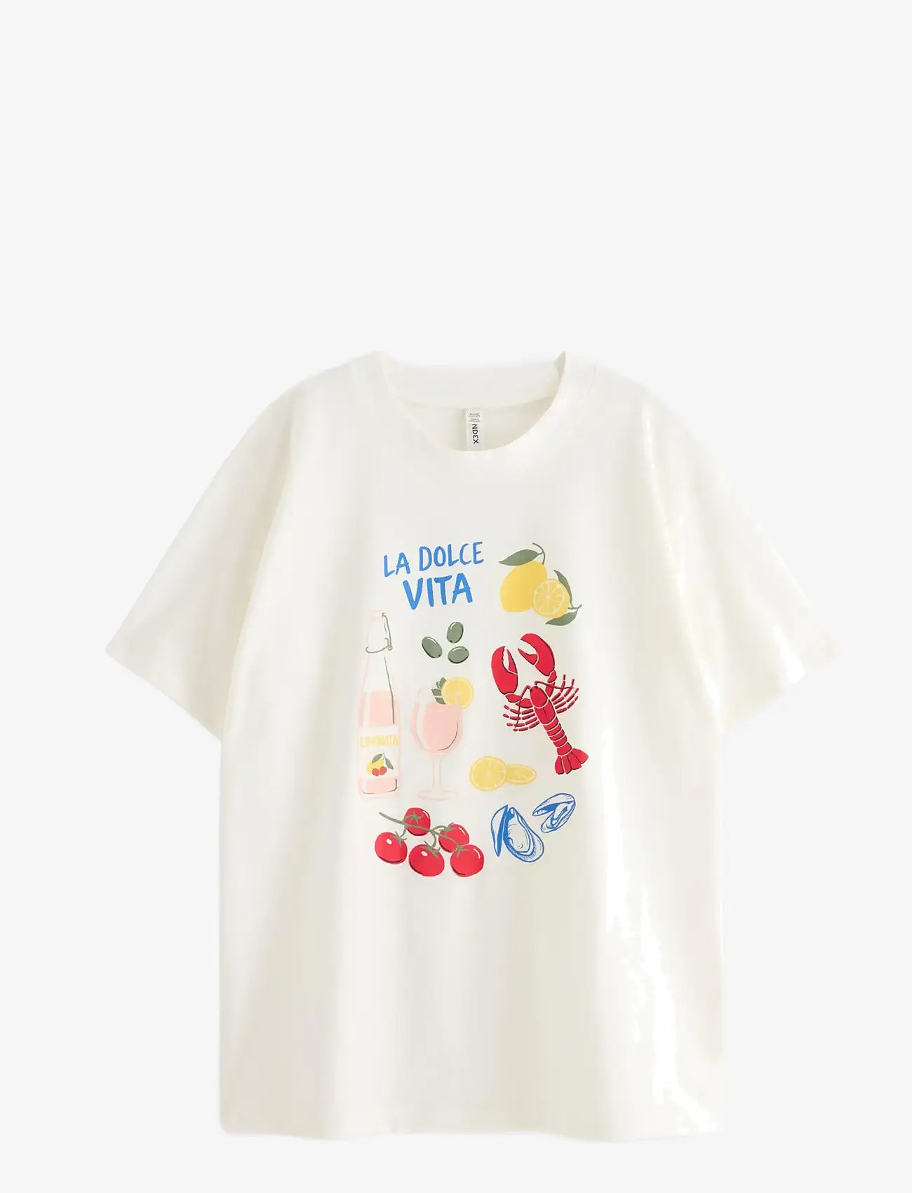Lindex - Oversized tee - t-shirts - off white - 1
