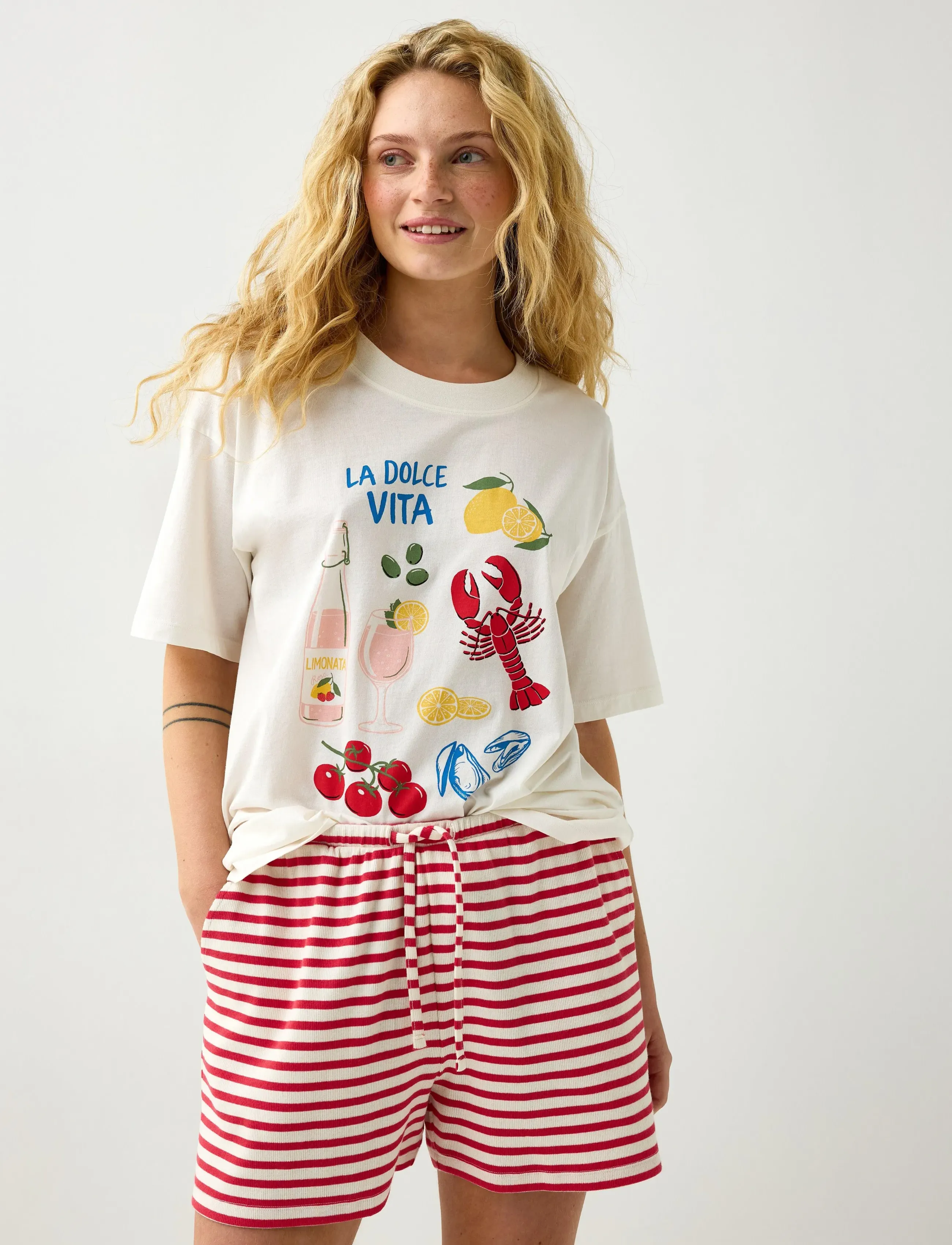 Lindex Oversized tee - T-shirts & Tops - OFF WHITE / cream