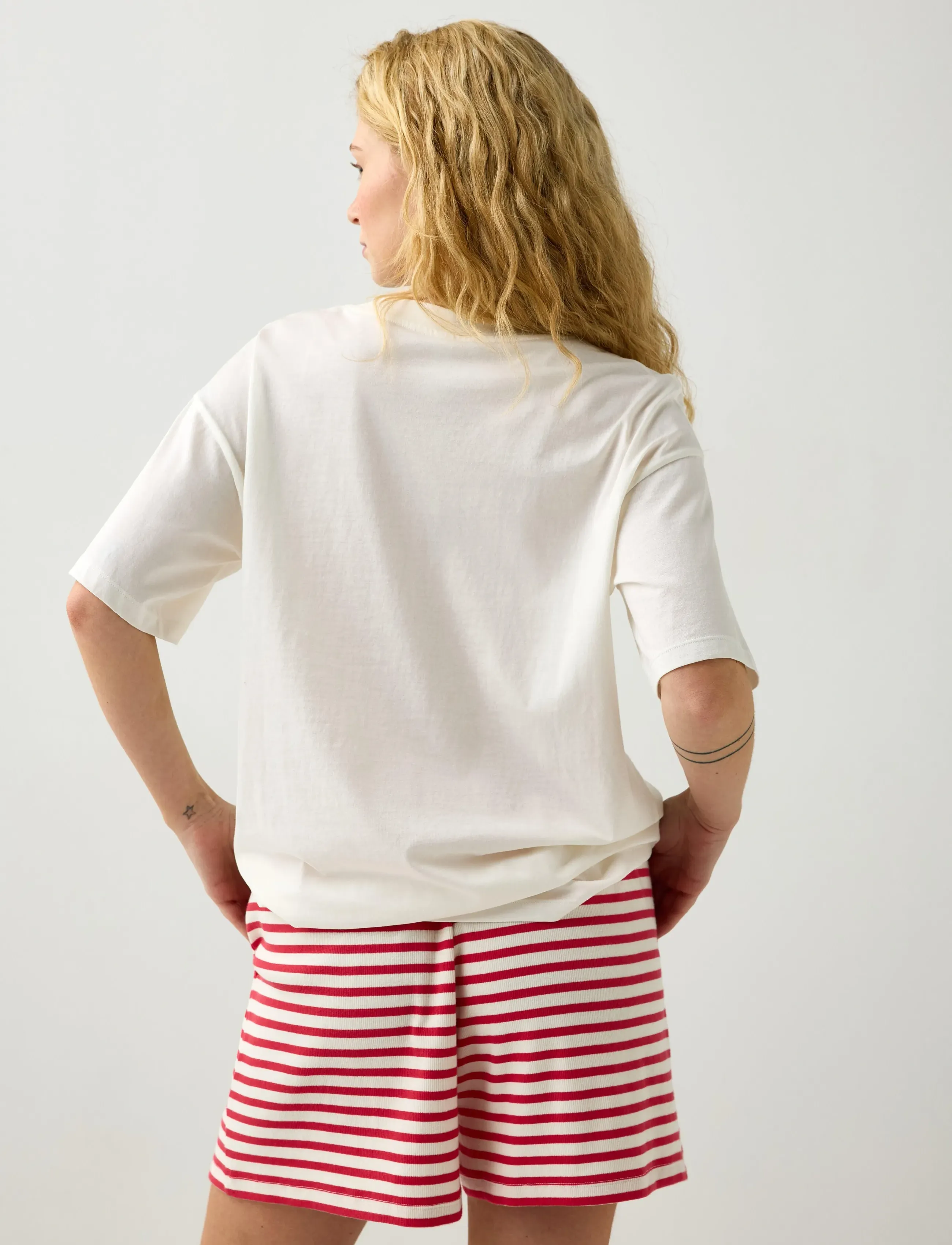 Lindex - Oversized tee - t-shirts - off white - 3