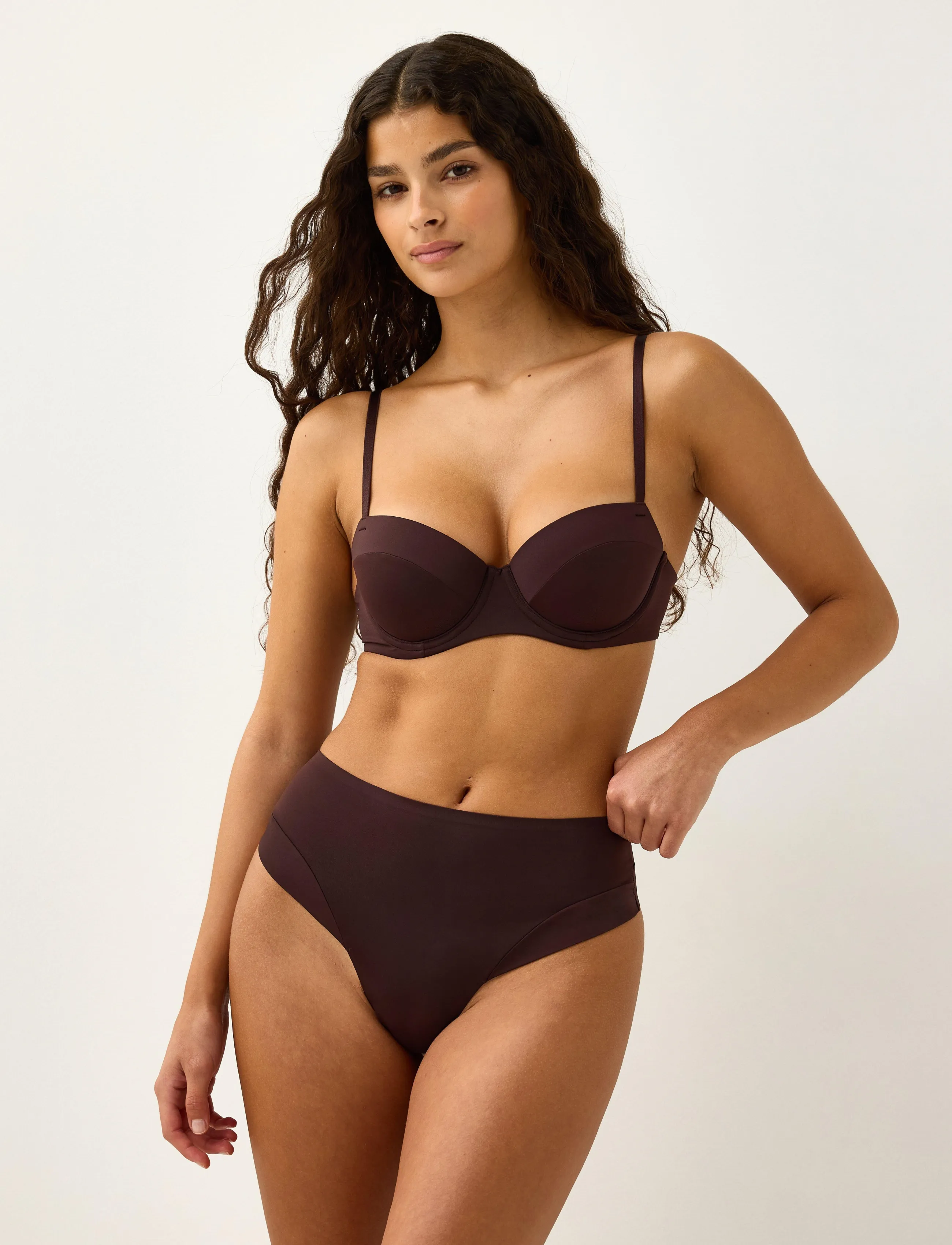 Lindex Seamless briefs with high waist - Underkläder - DARK DUSTY BROWN / brown
