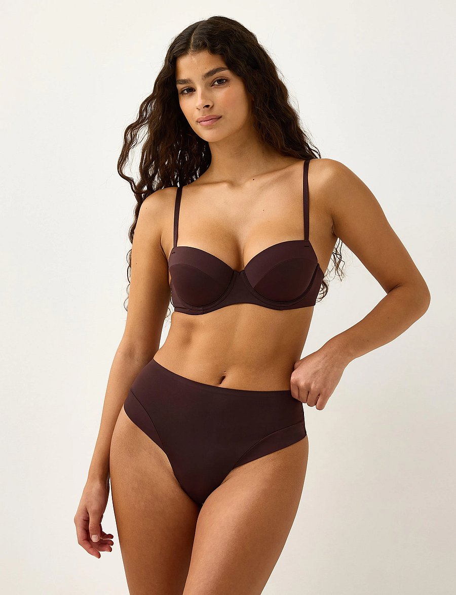 Lindex - Seamless briefs with high waist - seamless panties - dark dusty brown - 0