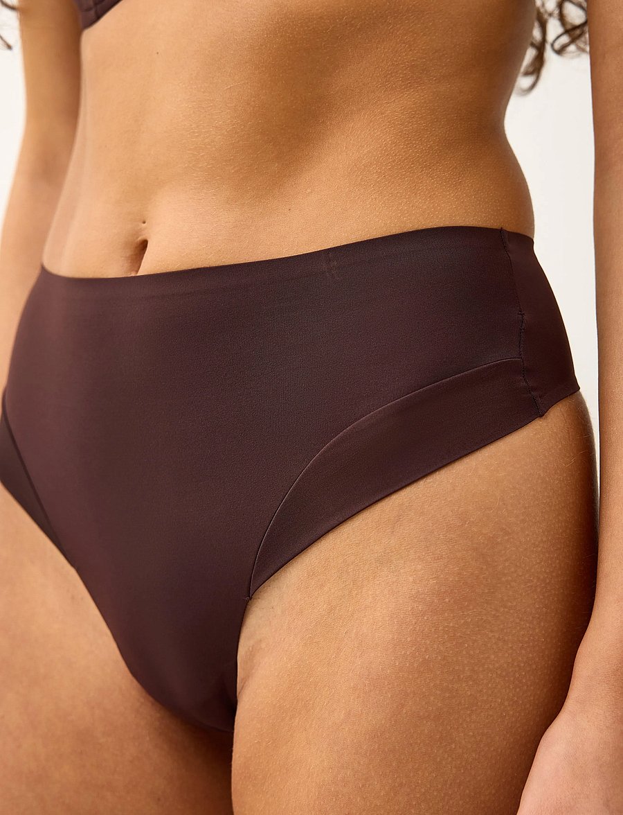 Lindex - Seamless briefs with high waist - seamless panties - dark dusty brown - 4