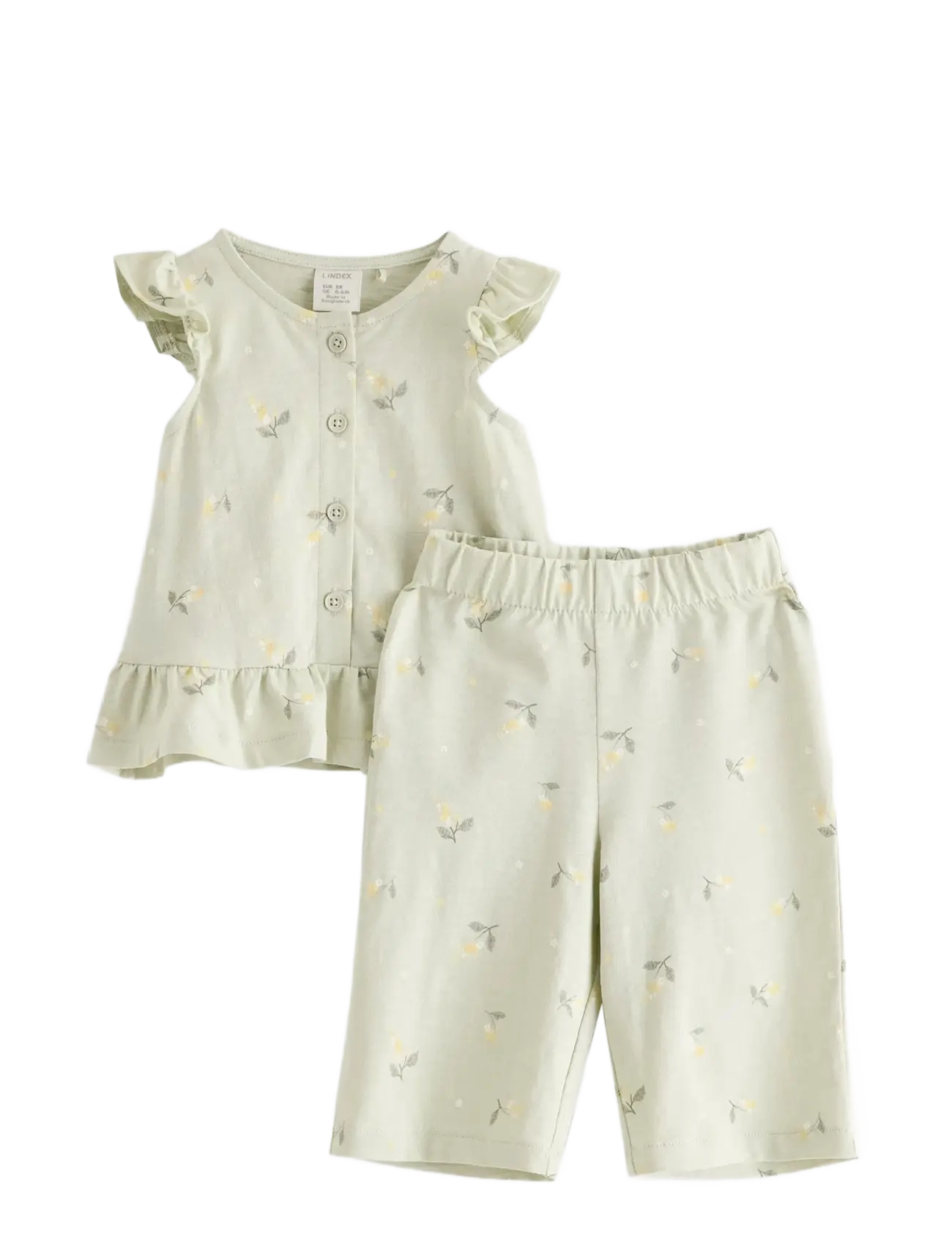 Lindex Set Top And Leggings, Børn, Trykt Top og Leggings Sæt, Grøn, Str: 62