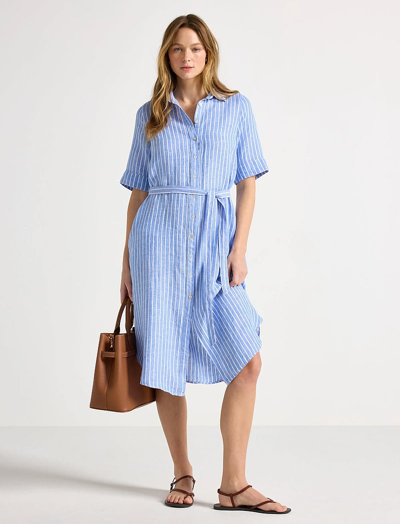 Lindex - Midi shirt dress in linen - hemdkleider - light dusty blue - 0