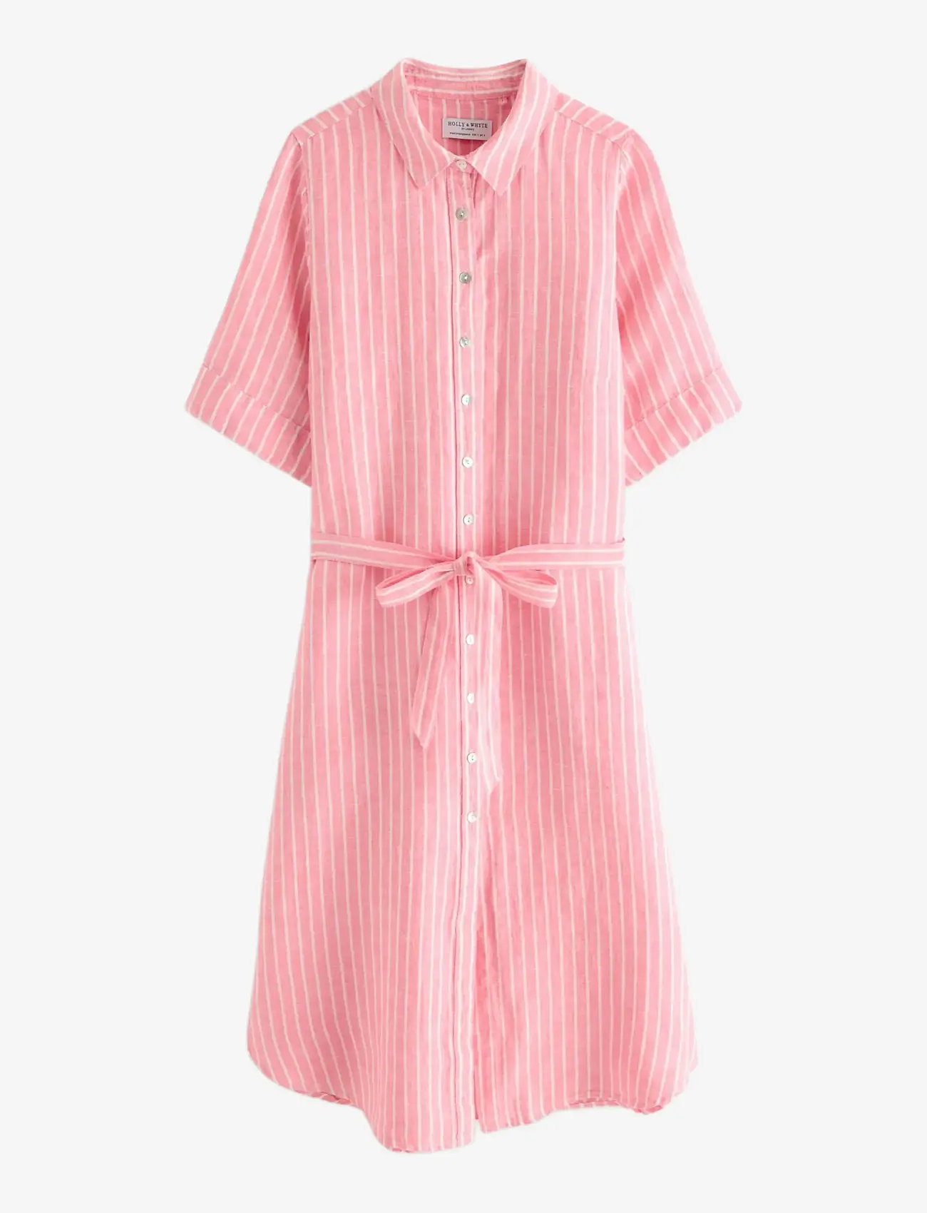 Lindex - Midi shirt dress in linen - skjortekjoler - pink - 1