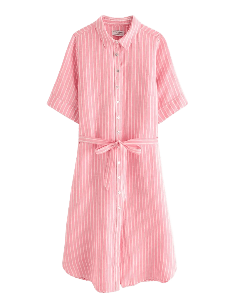 Lindex - Midi shirt dress in linen - skjortekjoler - pink - 1