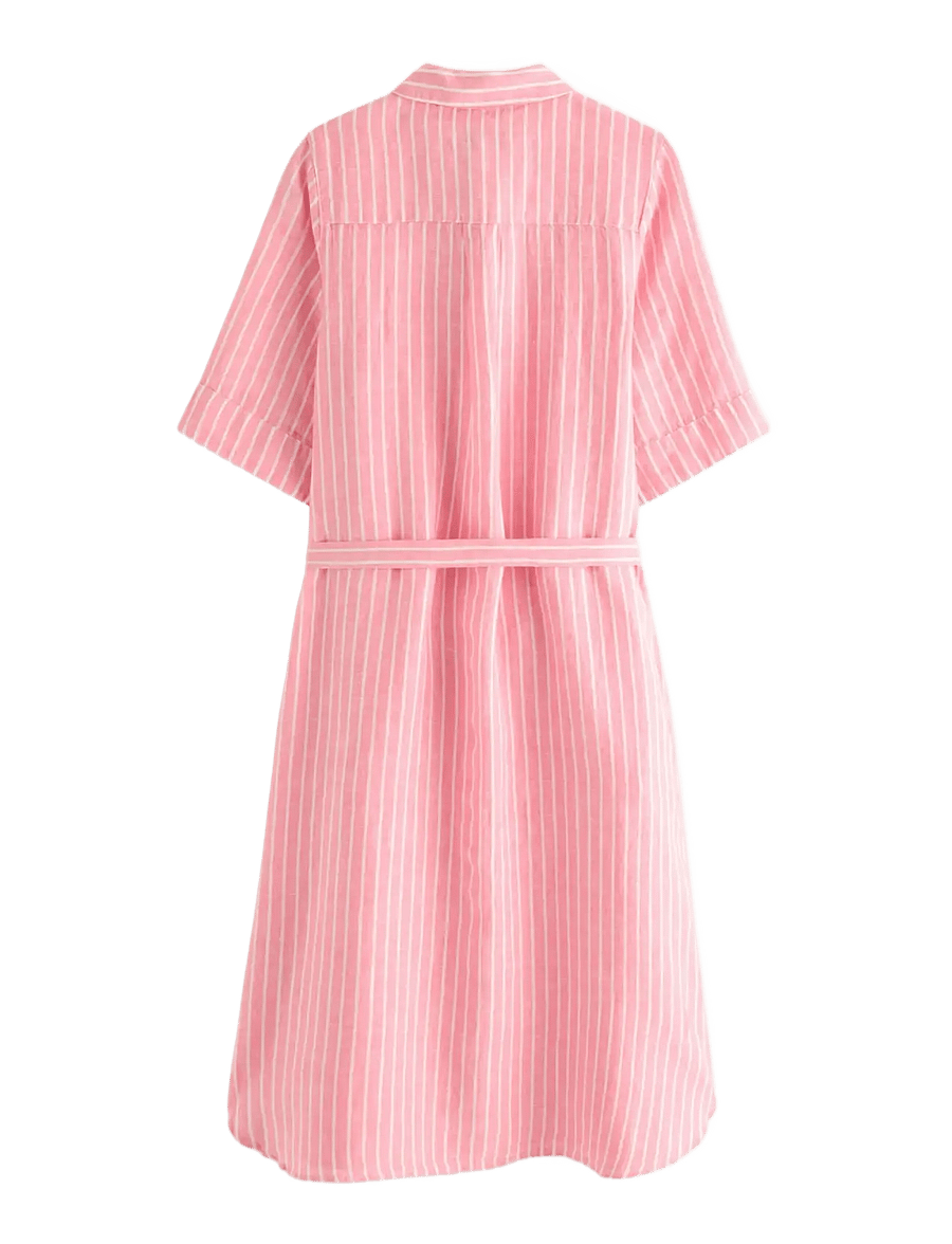 Lindex - Midi shirt dress in linen - hemdkleider - pink - 2