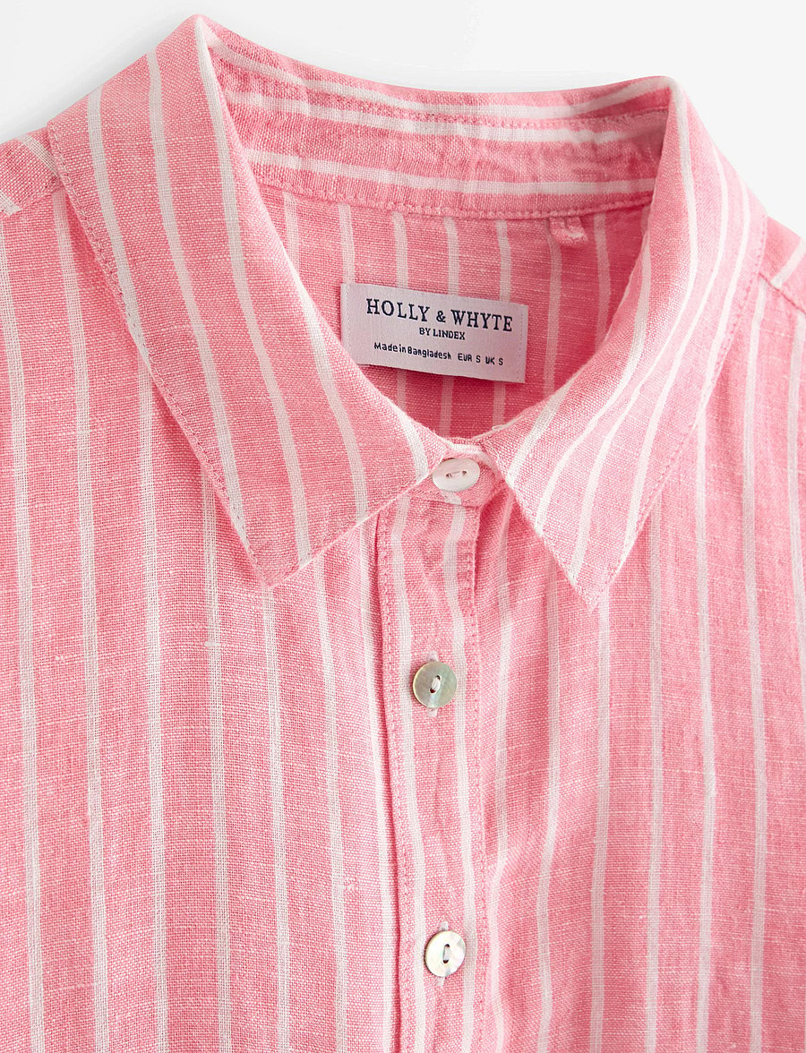 Lindex - Midi shirt dress in linen - hemdkleider - pink - 5