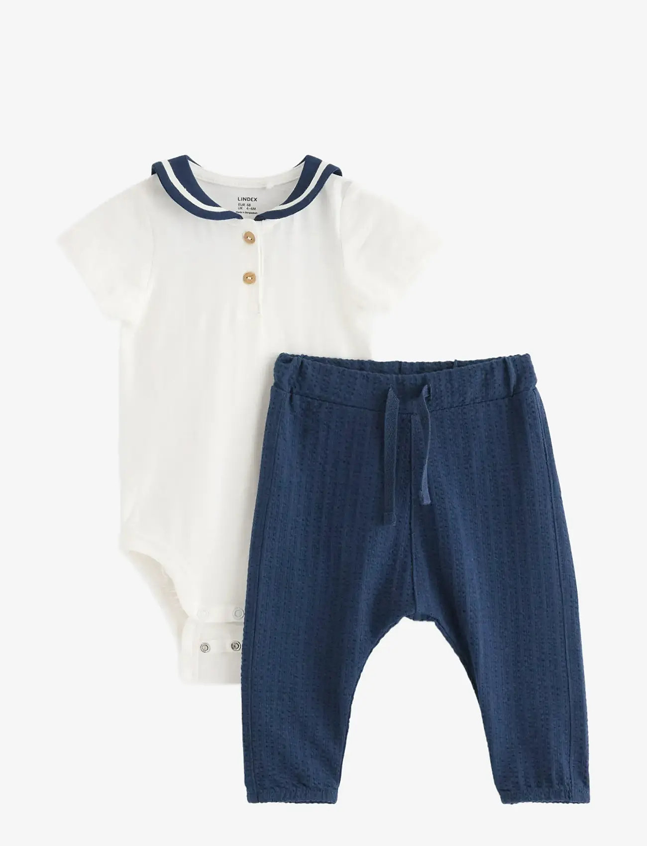 Lindex - Set Body sailor w trousers - sæt med body - light dusty white - 0
