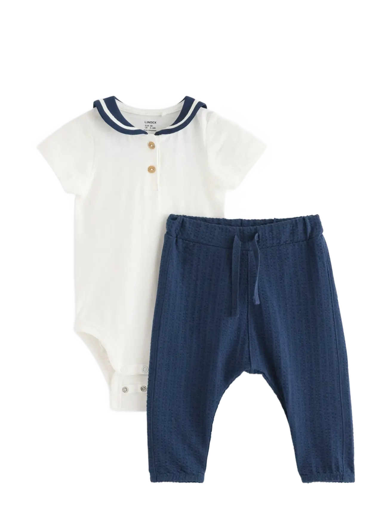Lindex Set Body sailor w trousers - Baby 0-2 år - LIGHT DUSTY WHITE / white