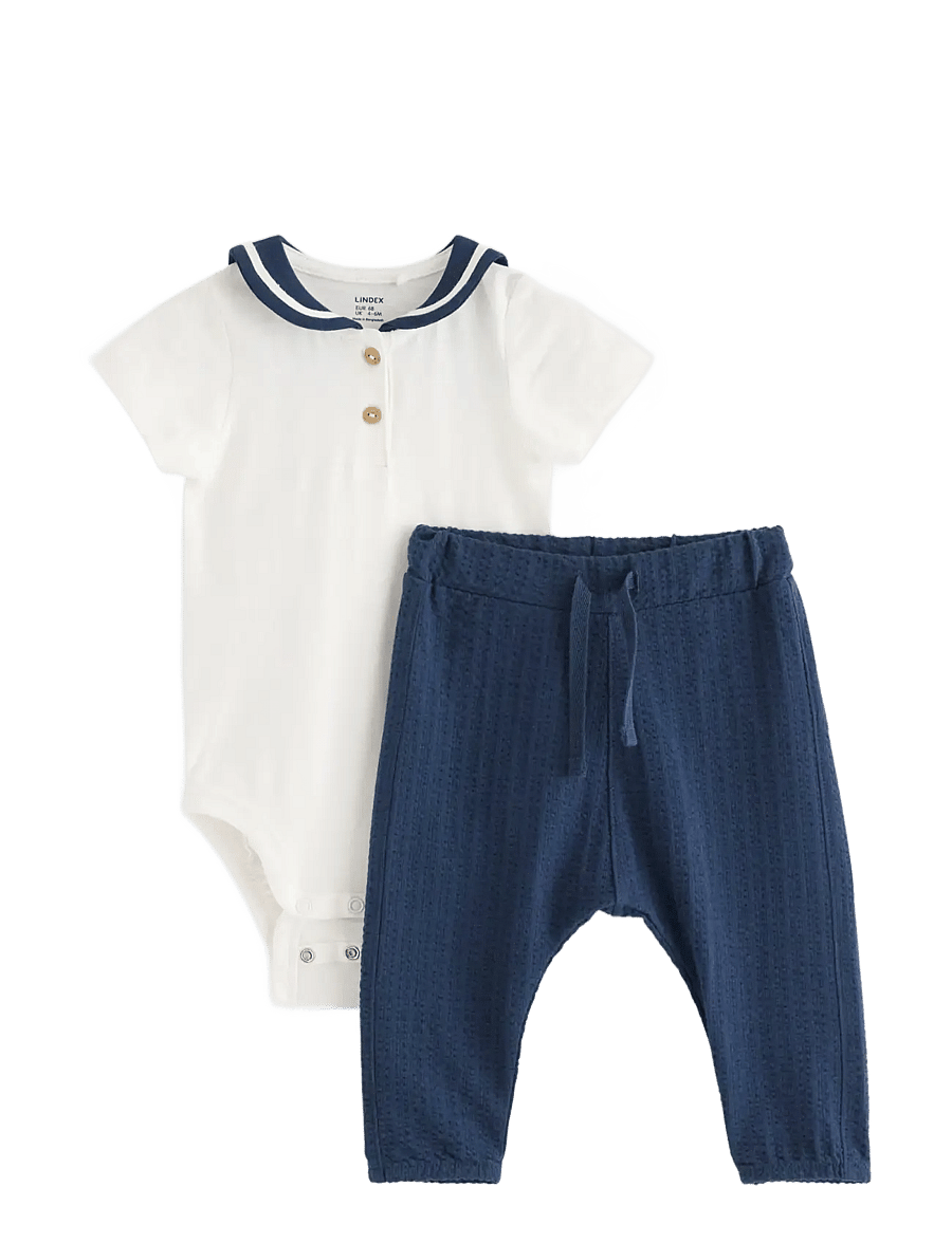 Lindex - Set Body sailor w trousers - bodiga komplektid - light dusty white - 0