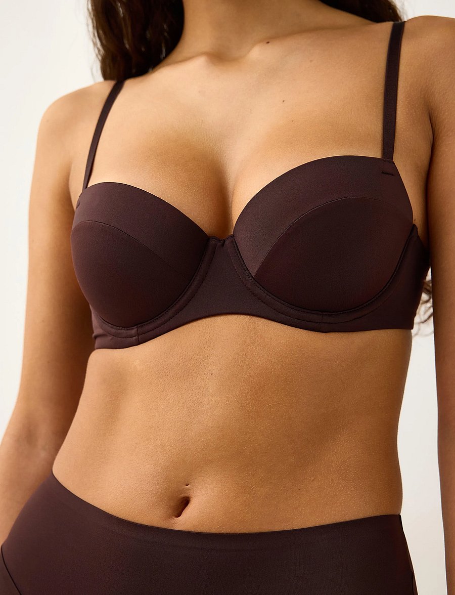 Lindex - Push-up balconette bra - balconette bhs - dark dusty brown - 4
