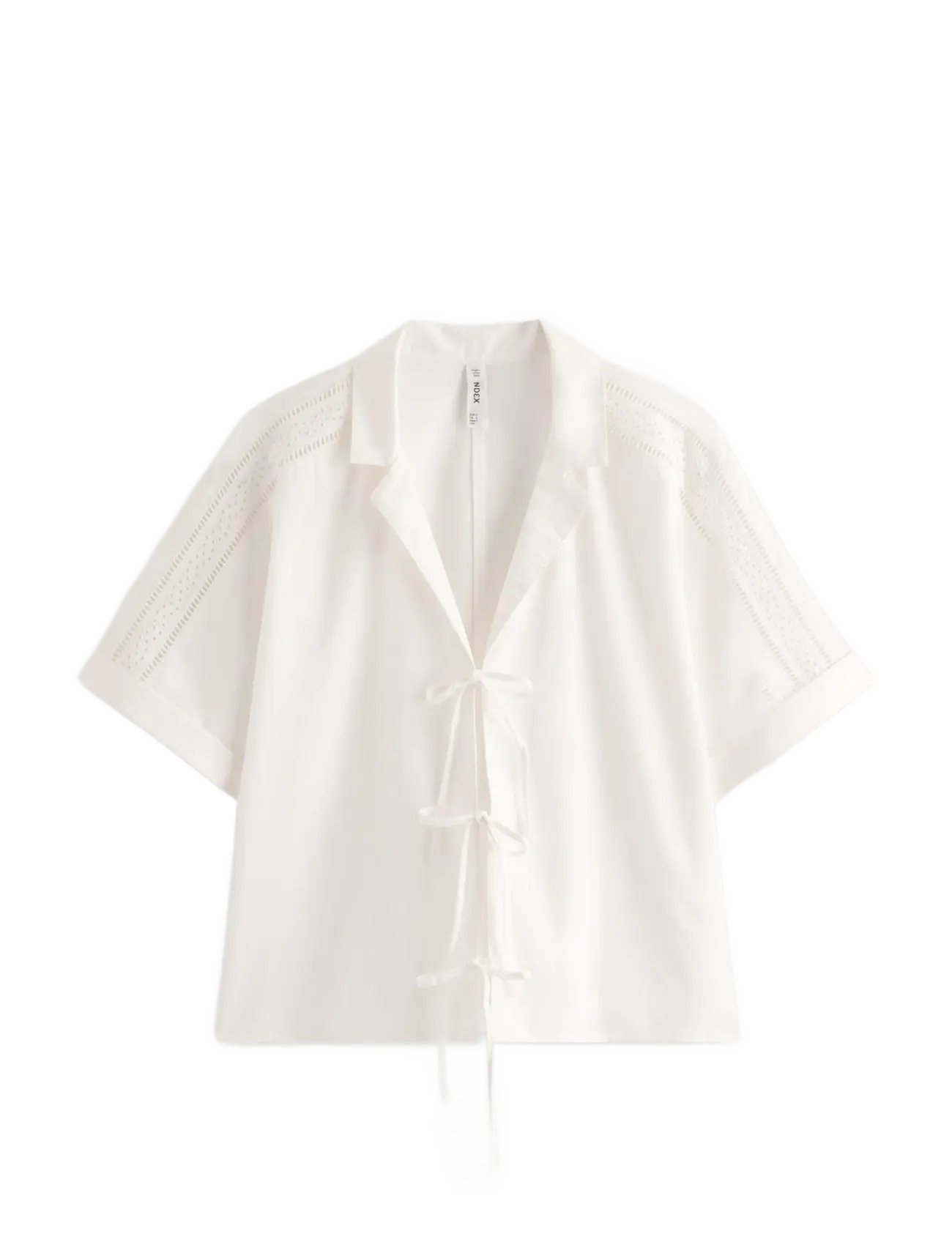 LINDEX Pyjama Shirt With Tie String Closure Cream - L - Damen
