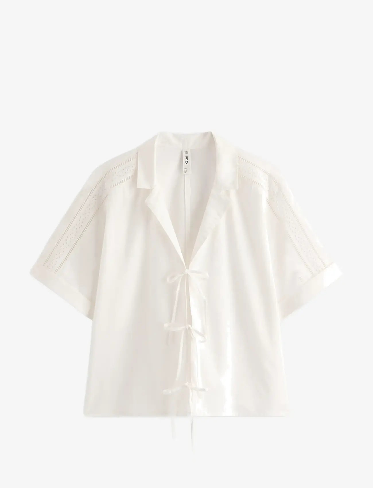 Lindex - Pyjama shirt with tie string closure - kortærmede skjorter - off white - 1