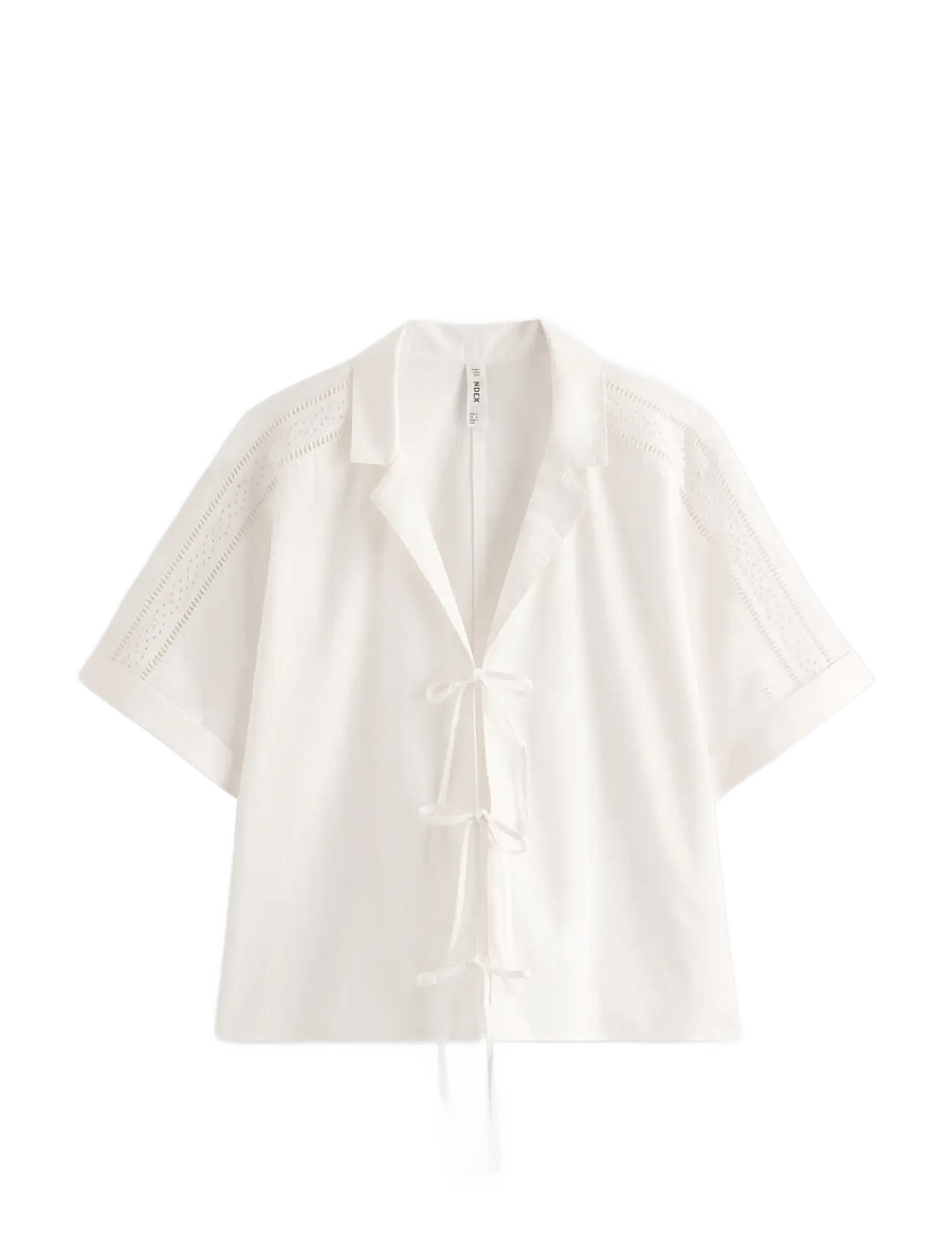 Lindex - Pyjama shirt with tie string closure - kortærmede skjorter - off white - 1