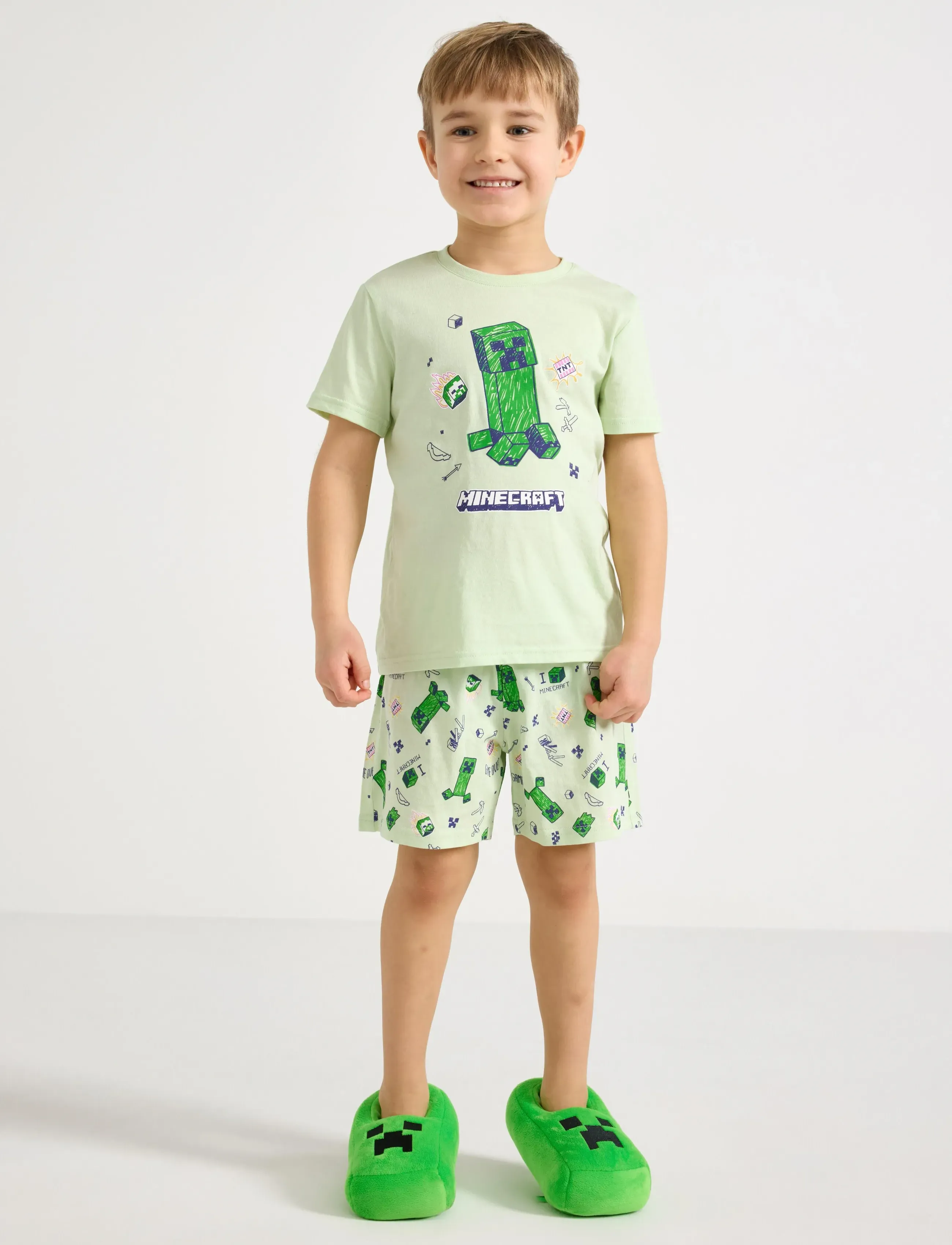 Lindex Minecraft Pyjama Set, 98/104, Pyjamas, Grün - Sets, Kinder