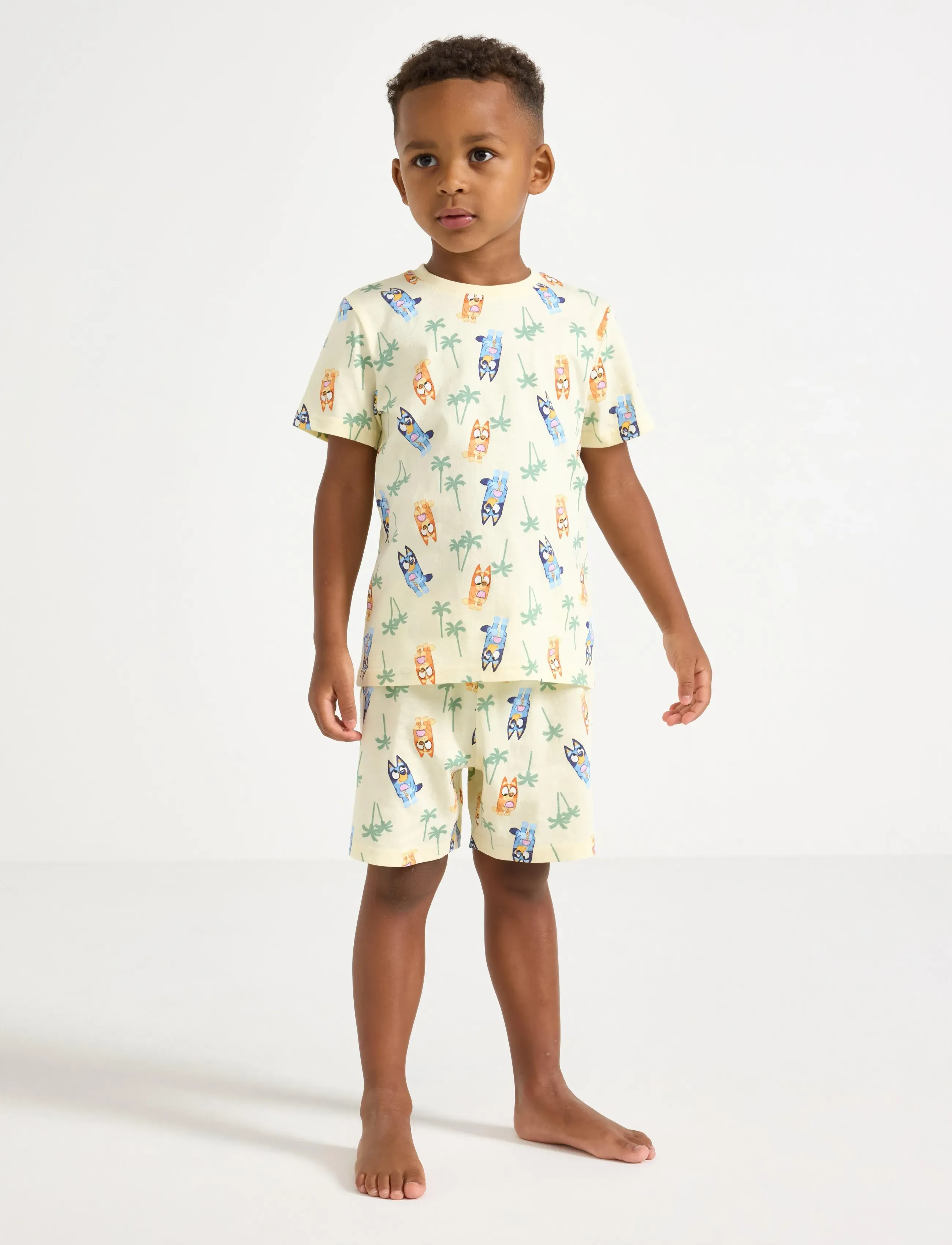 Lindex Bluey Pyjama Set, Børn, Kort Pyjamas Sæt, Gul, Str: 92