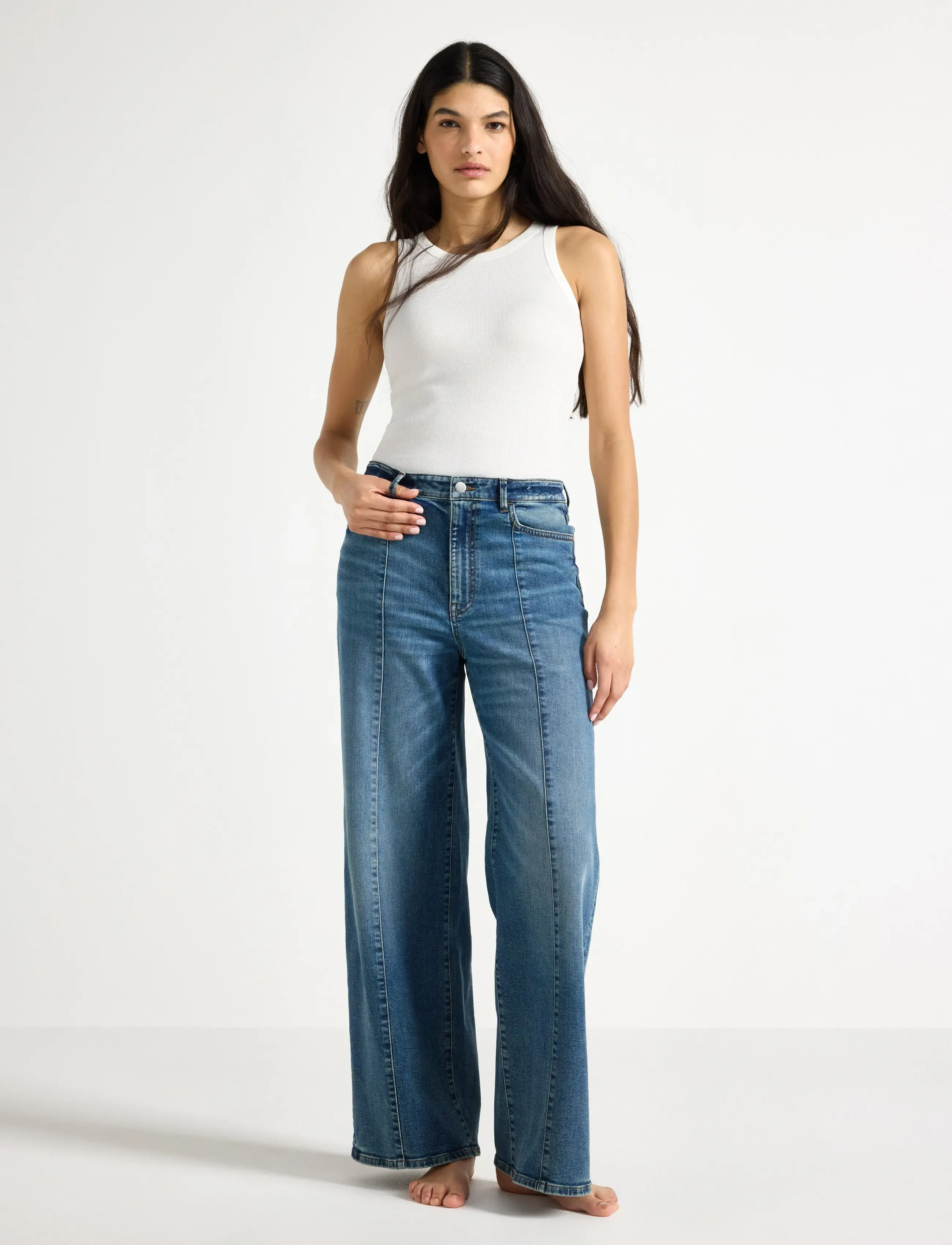Lindex Wide Jeans With High Waist, 50, Blue, Jeans > Vidde, Dame