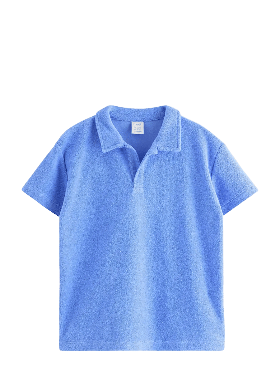 Lindex - Top in terry with collar - kurzärmelig - blue - 1