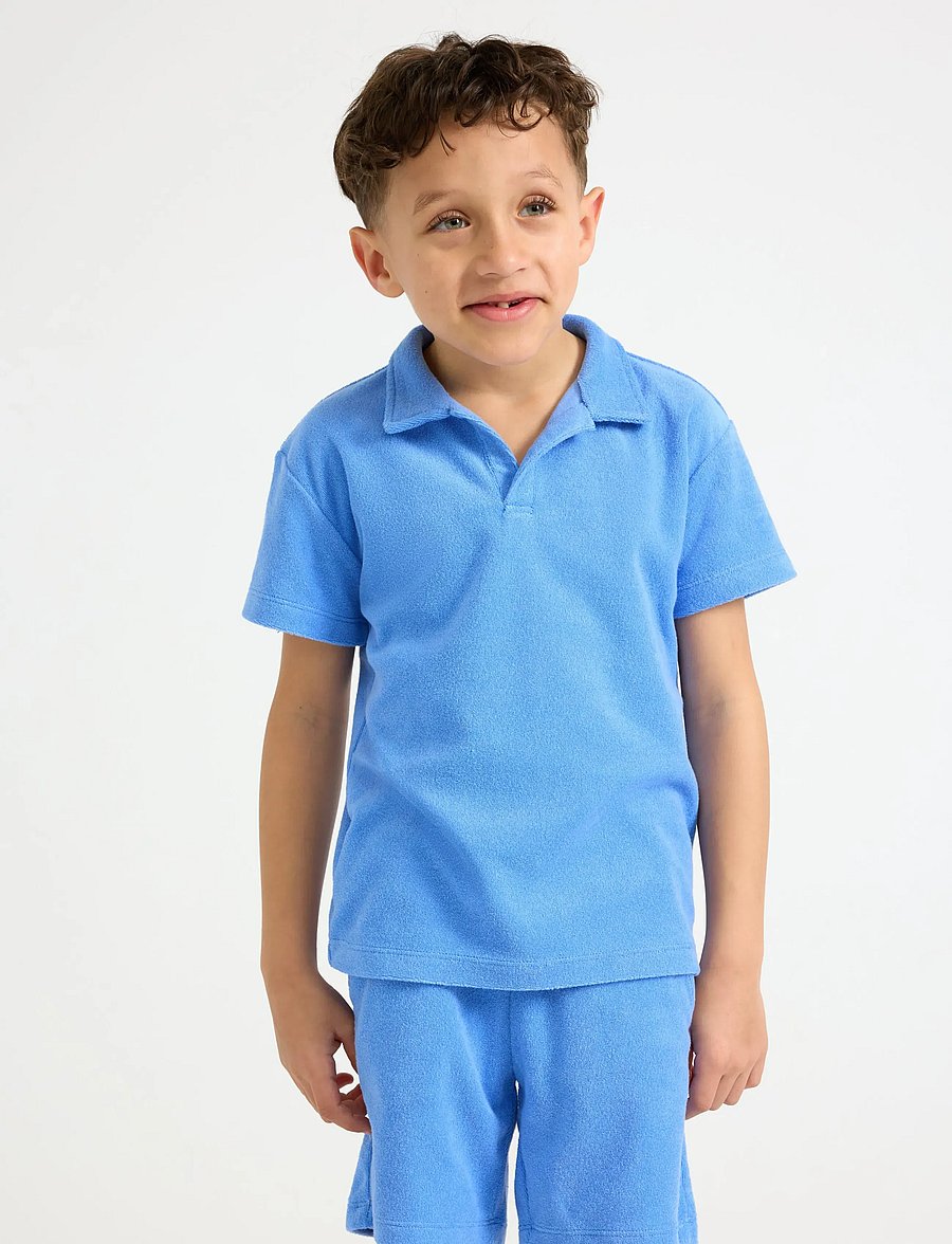Lindex - Top in terry with collar - kurzärmelig - blue - 0