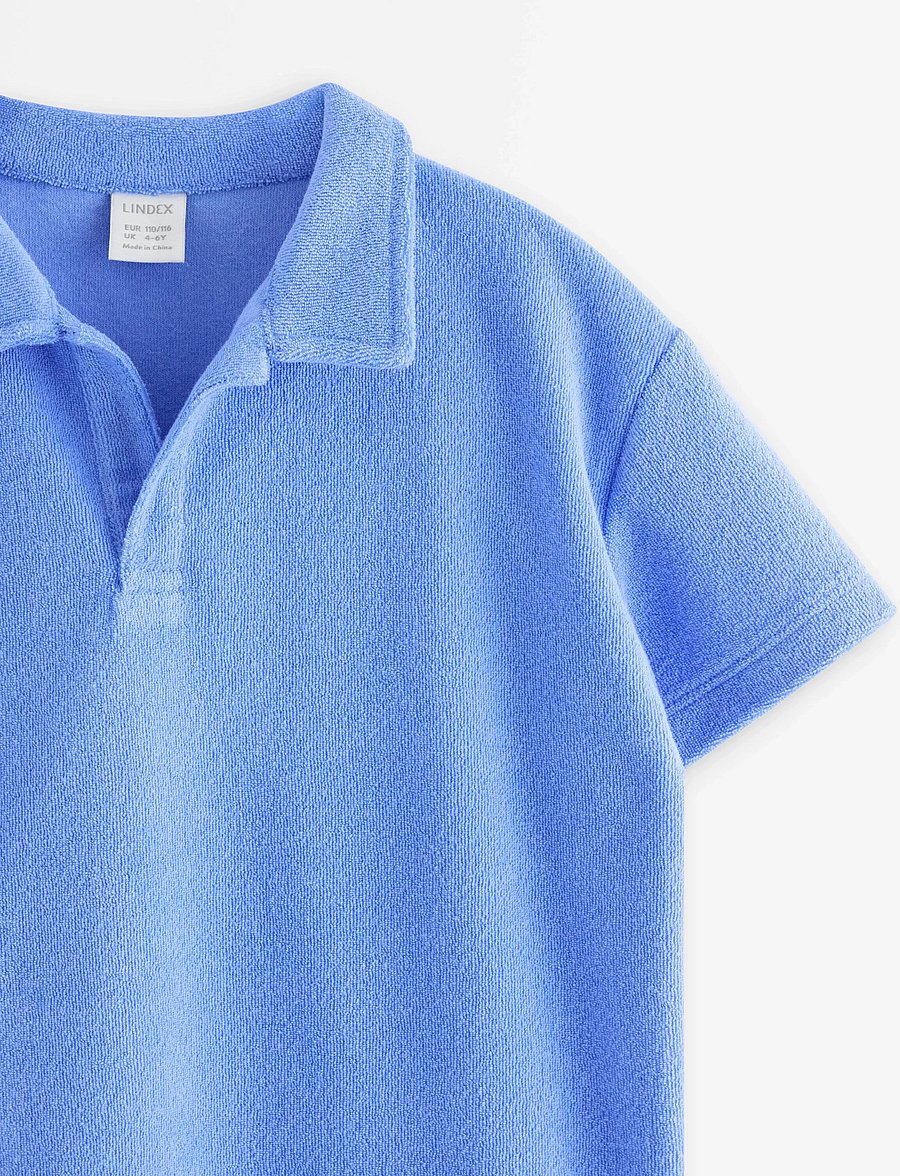 Lindex - Top in terry with collar - kurzärmelig - blue - 5