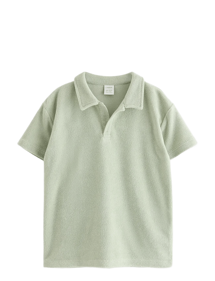 Lindex - Top in terry with collar - lyhythihaiset - dusty green - 1