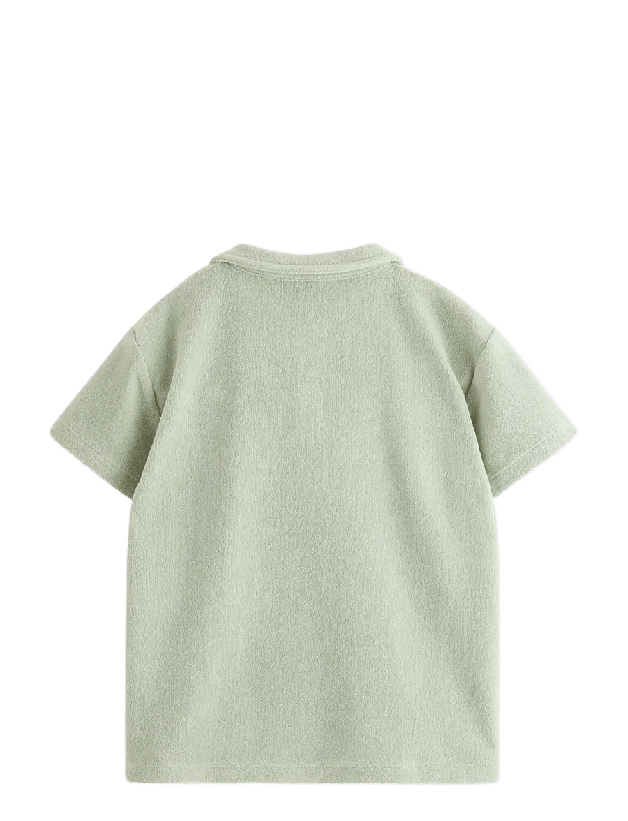 Lindex - Top in terry with collar - lyhythihaiset - dusty green - 2