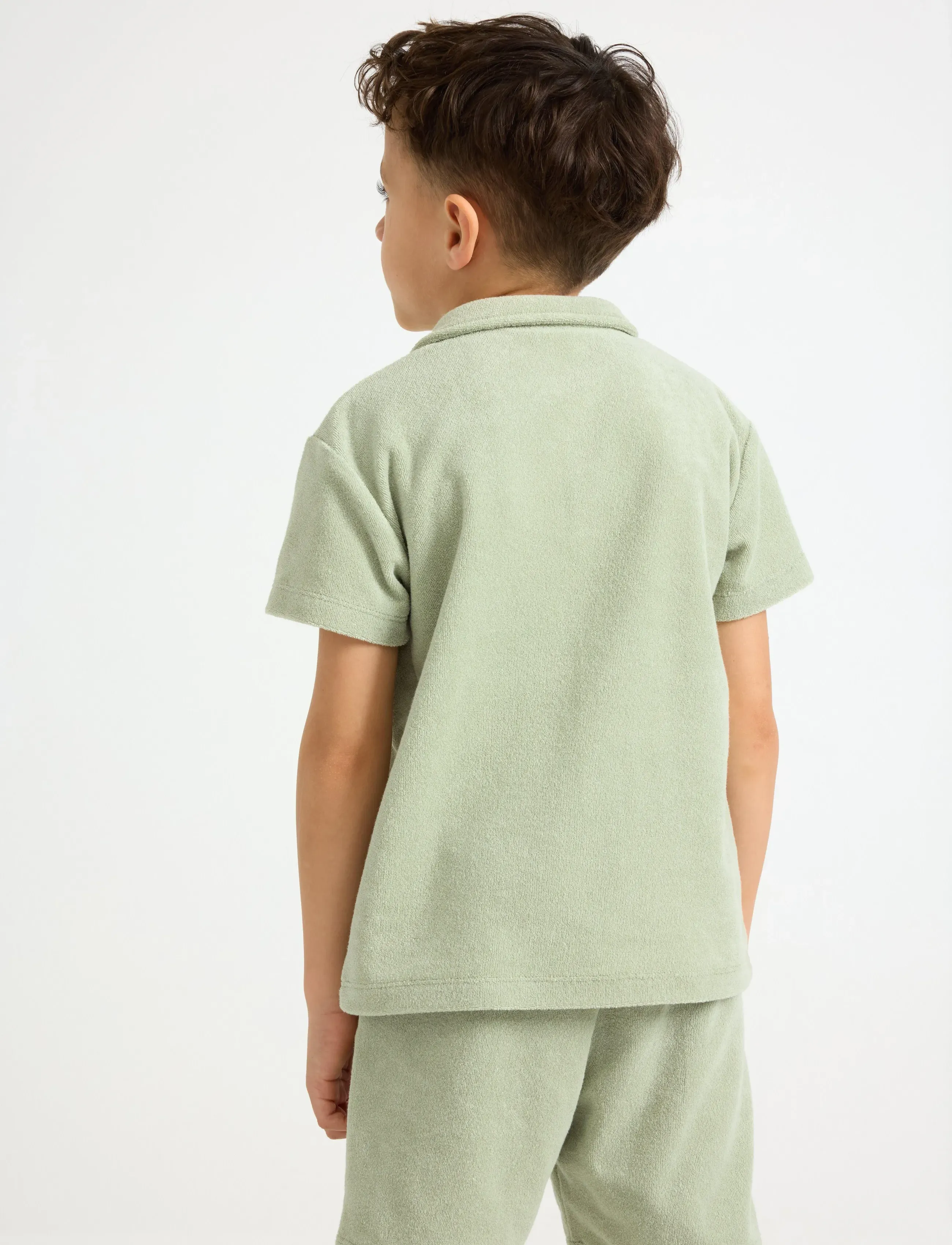 Lindex - Top in terry with collar - poloer - dusty green - 3