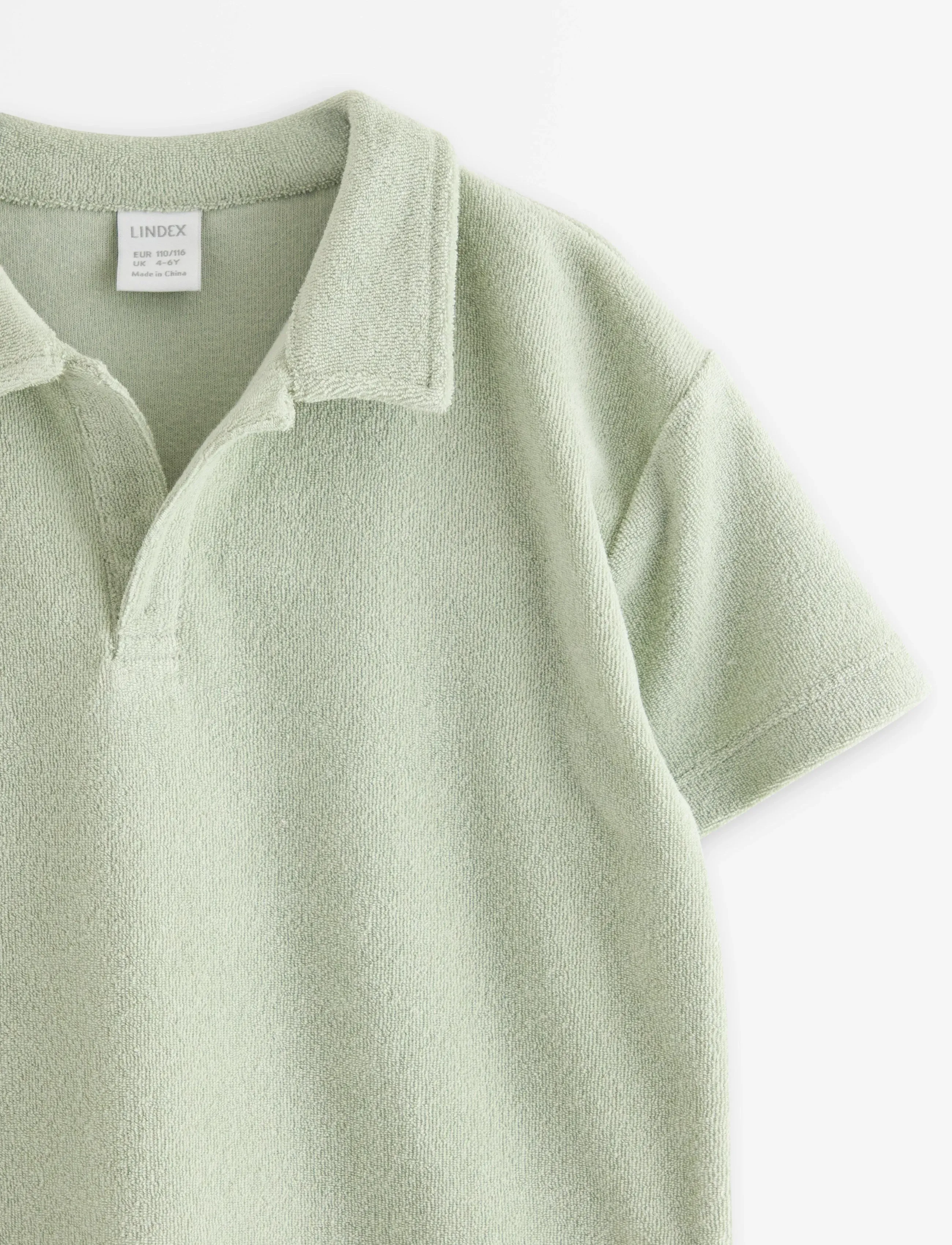 Lindex - Top in terry with collar - poloer - dusty green - 5