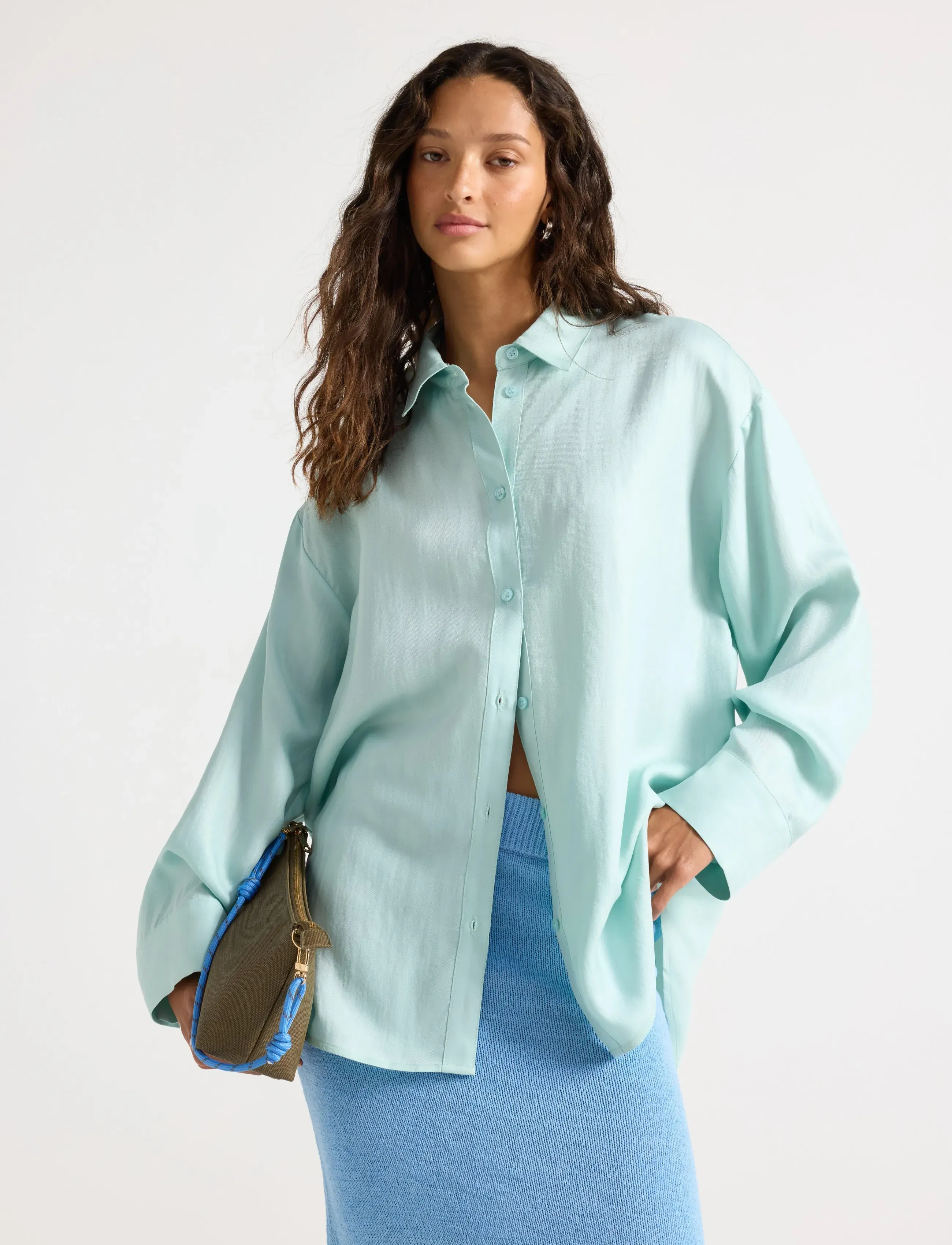 Lindex Long-Sleeved Shirt, M, Shirts, Grün - Long-sleeved, Frauen