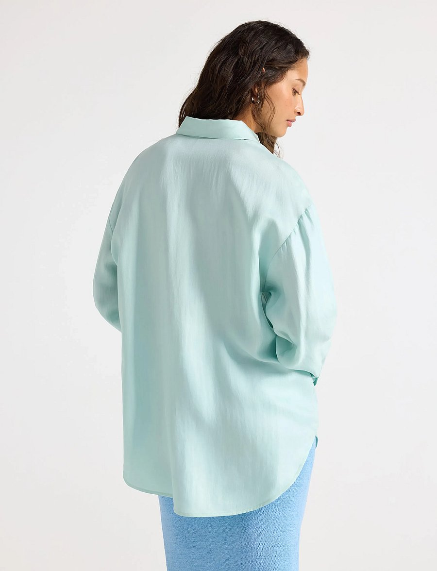 Lindex - Long-sleeved shirt - langærmede skjorter - light dusty aqua - 3