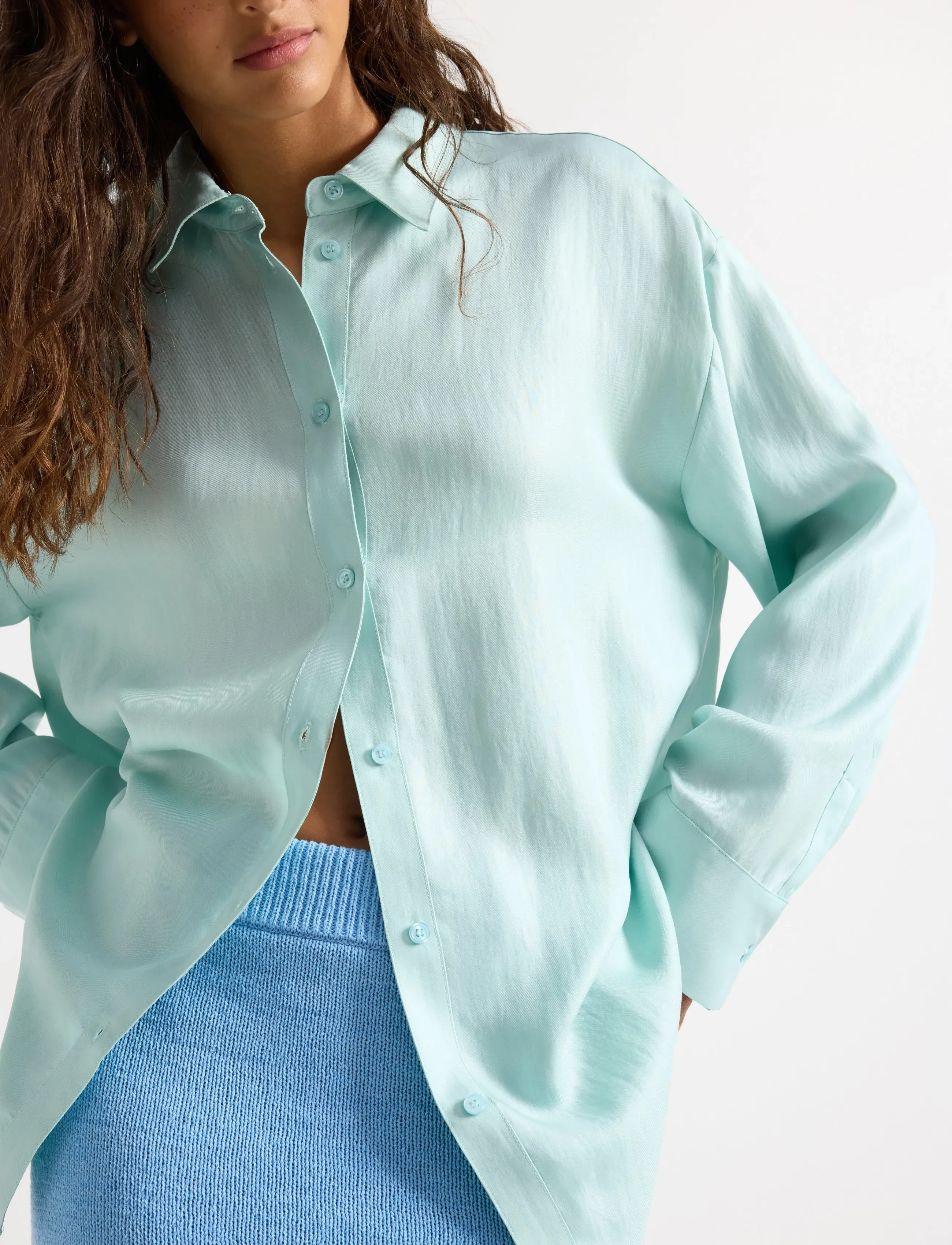 Lindex - Long-sleeved shirt - langærmede skjorter - light dusty aqua - 4