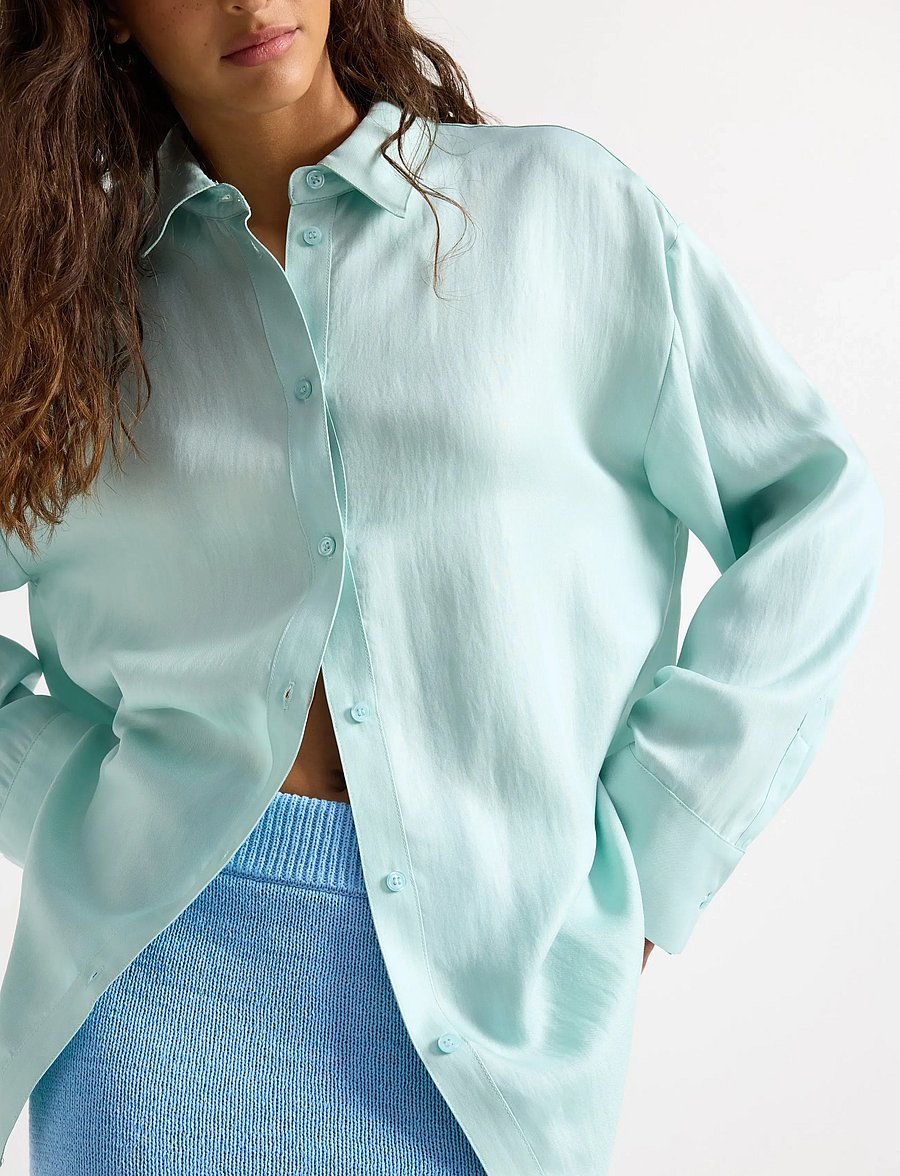 Lindex - Long-sleeved shirt - langærmede skjorter - light dusty aqua - 4