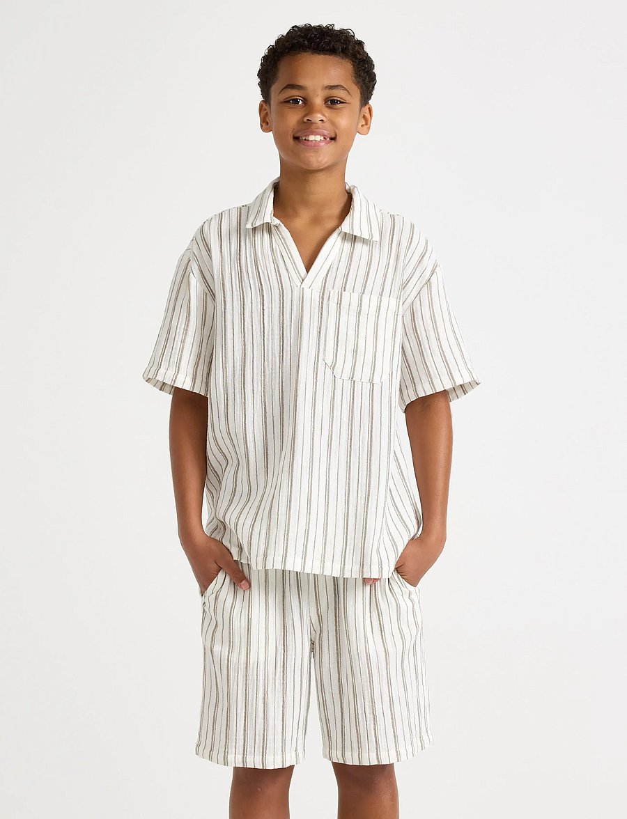 Lindex - Shirt in cotton gauze - marškiniai trumpomis rankovėmis - dusty brown - 0