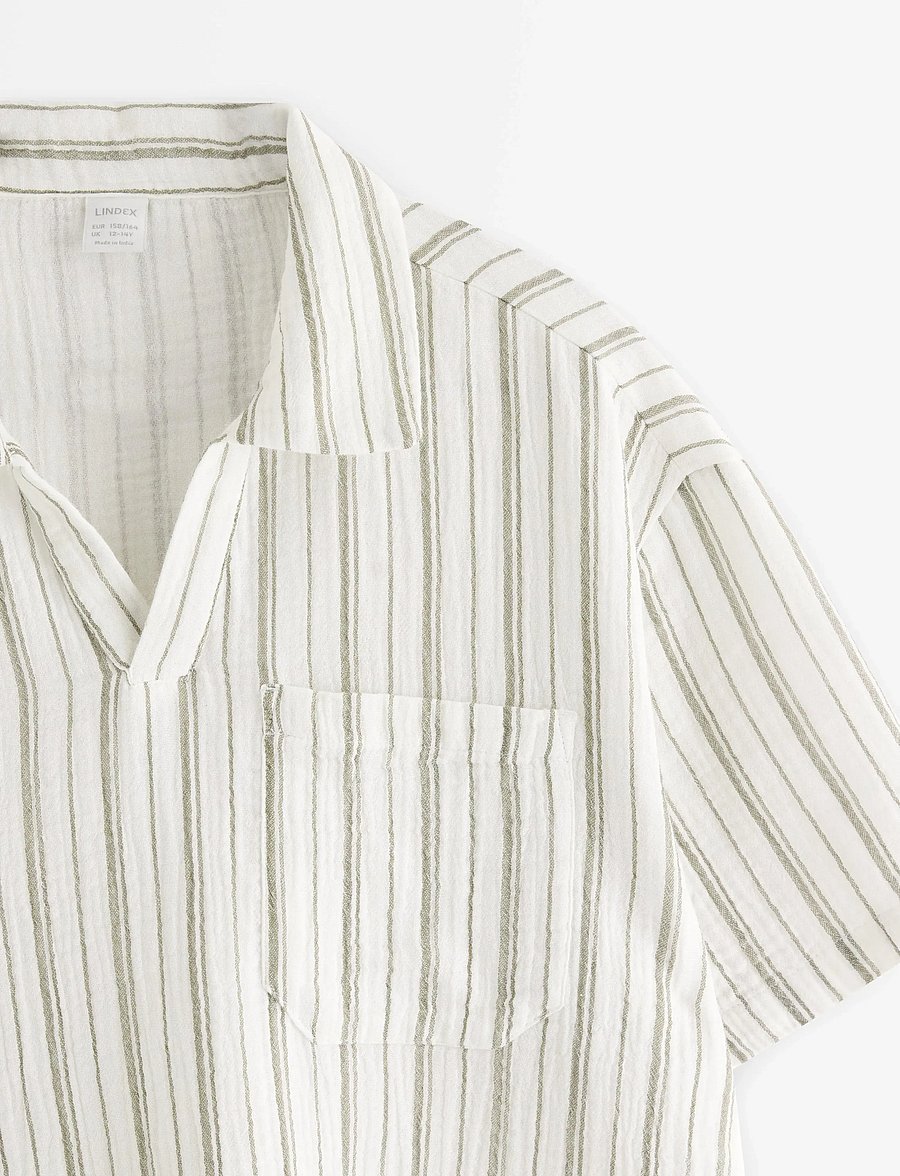 Lindex - Shirt in cotton gauze - marškiniai trumpomis rankovėmis - dusty brown - 5